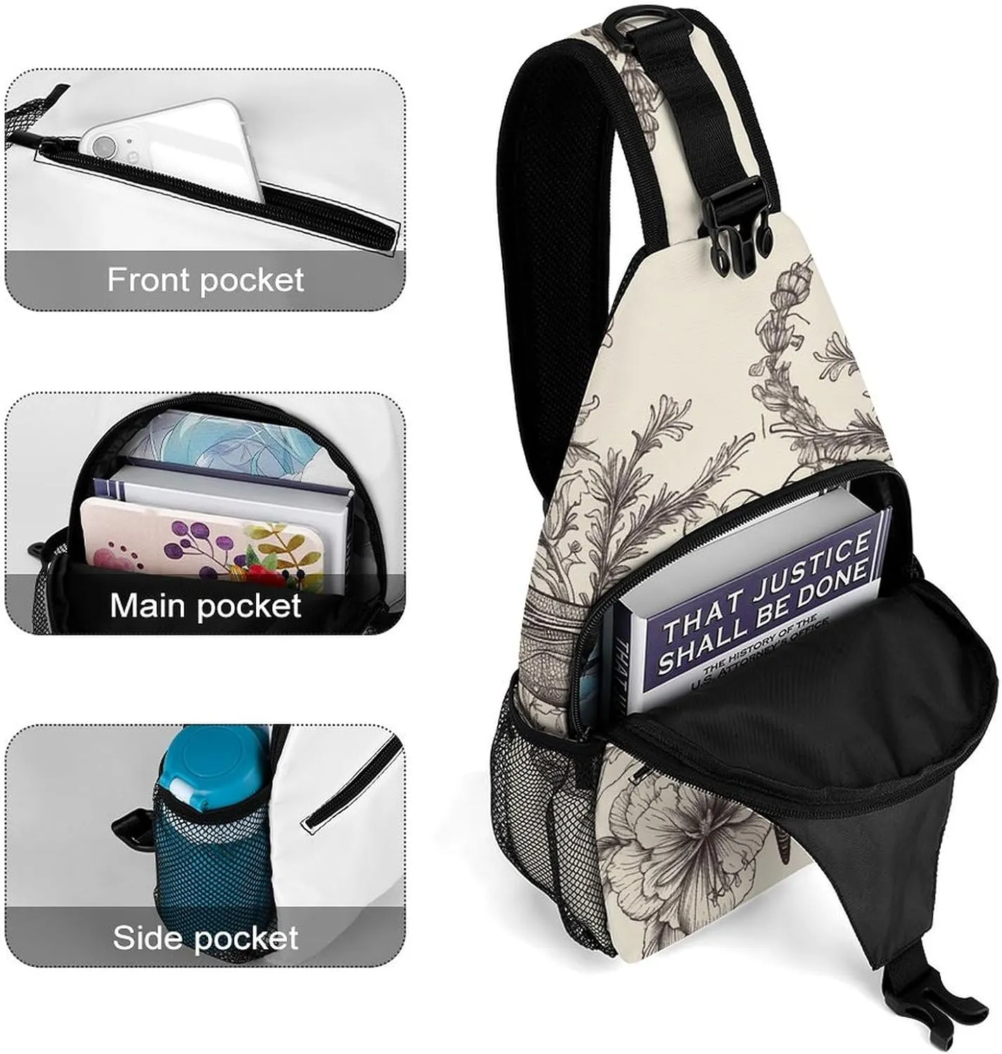 Maritime Sailboat Compass Crossbody Bag, Sling Bag, Sling Backpack, Belt Bags for Travel Outdoors Hiking