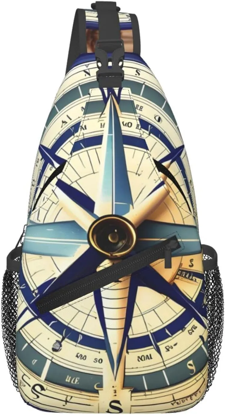Maritime Sailboat Compass print Crossbody bag, outdoor bag, casual bag, fashionable travel accessories fit everyone