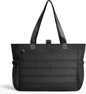 Marvolia Puffy Tote Bag for Women - Lightweight Gym Tote Handbags Quilted Travel Tote Bags with Zipper for Yoga Travel Work