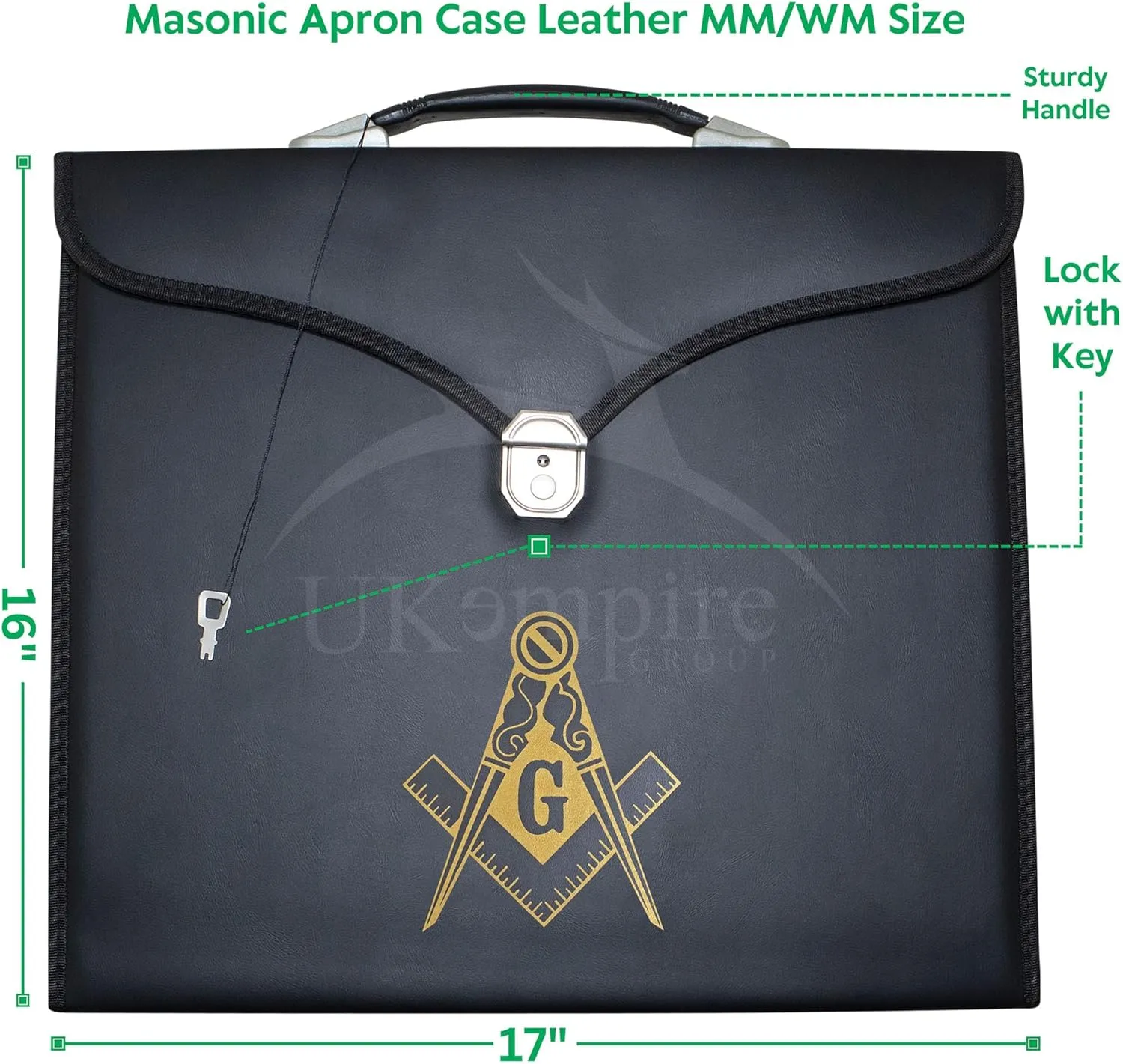 Masonic Apron Case Leather Master Mason (Printed) MM, Provincial Size | Freemason Carrying Bags