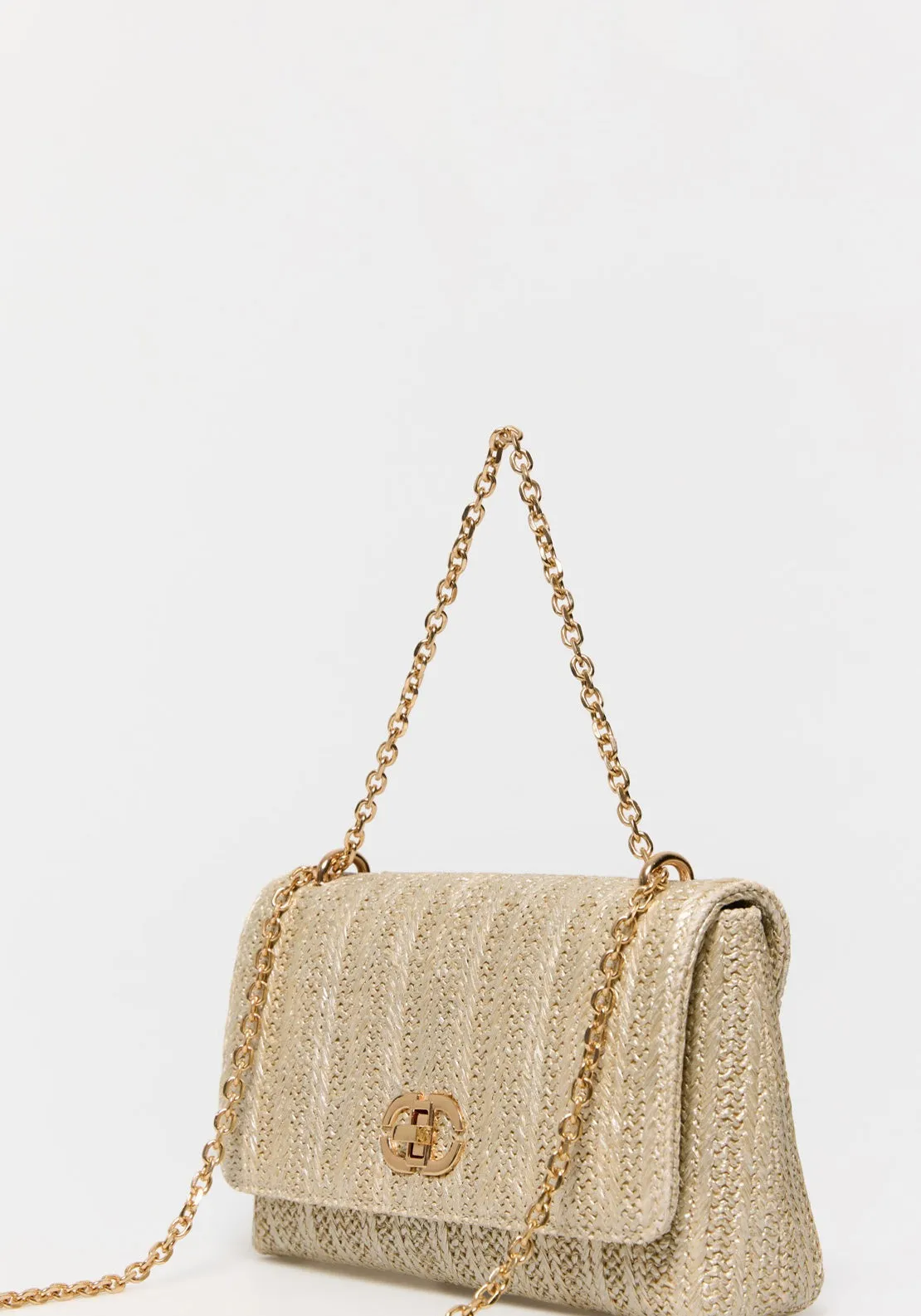 Matte Raffia Crossbody - Gold