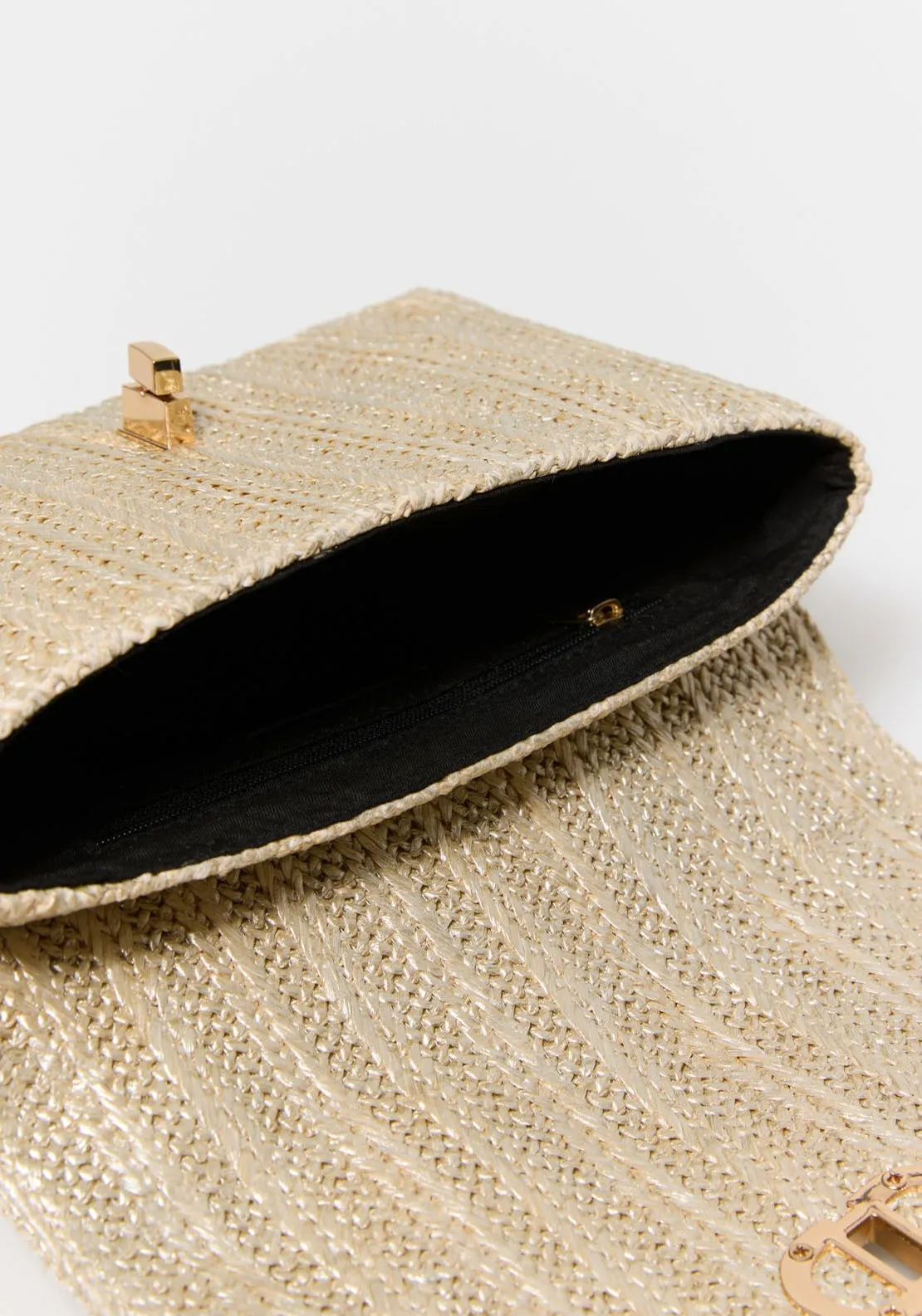 Matte Raffia Crossbody - Gold