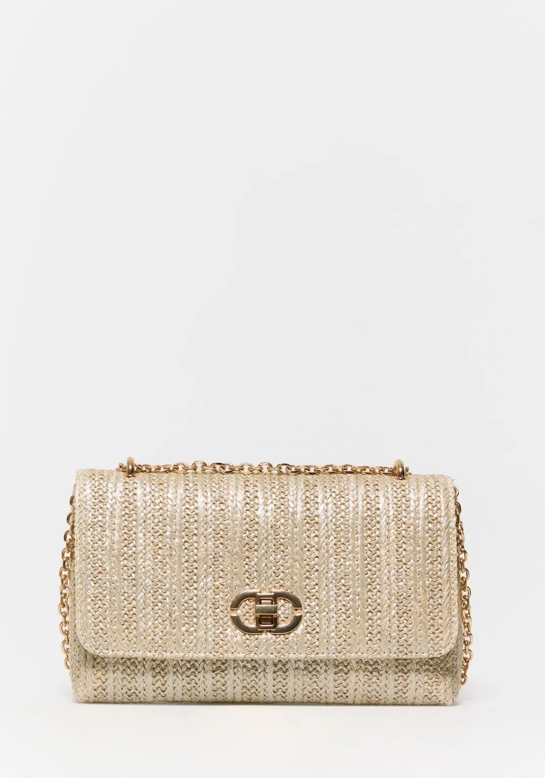 Matte Raffia Crossbody - Gold