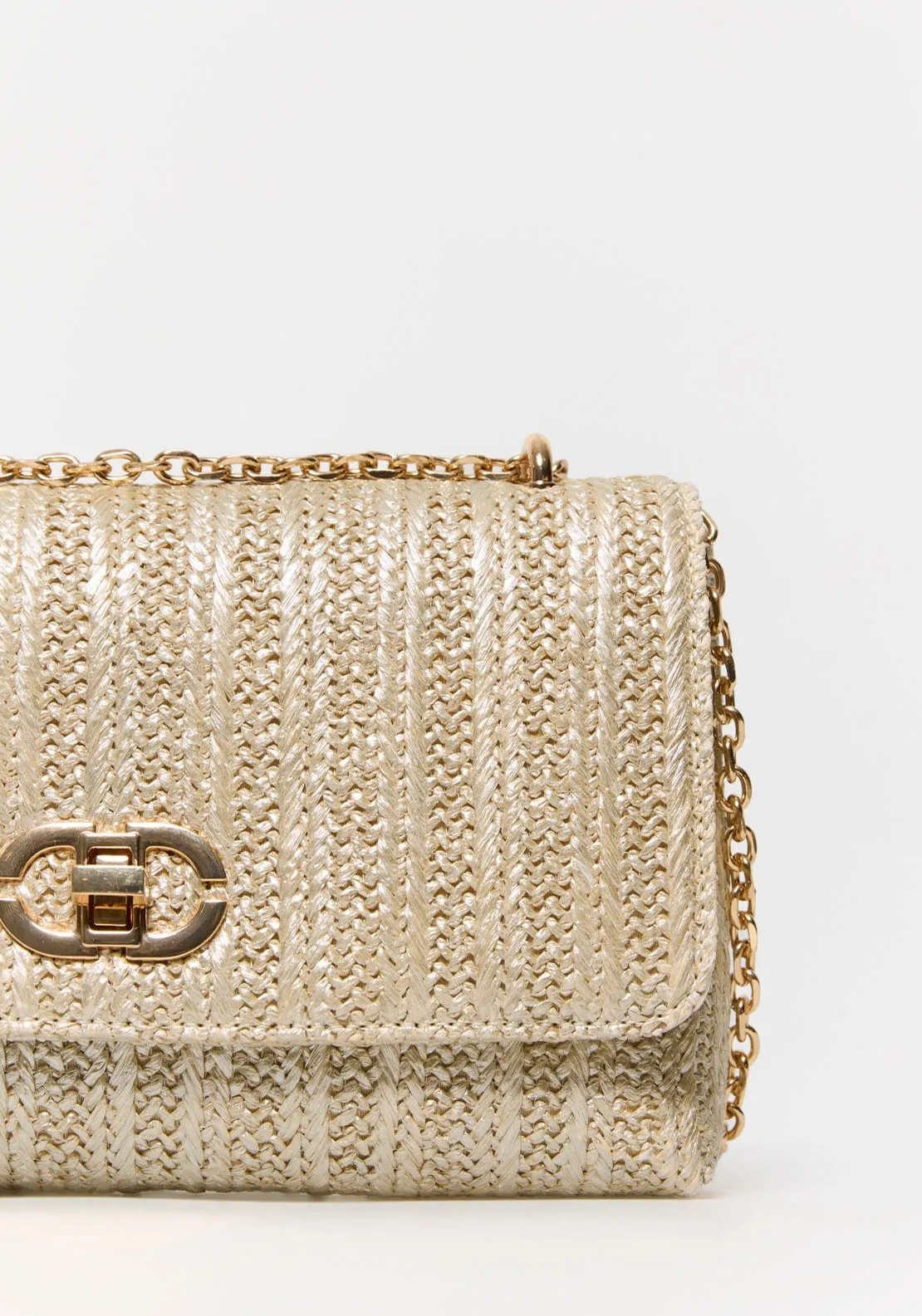 Matte Raffia Crossbody - Gold
