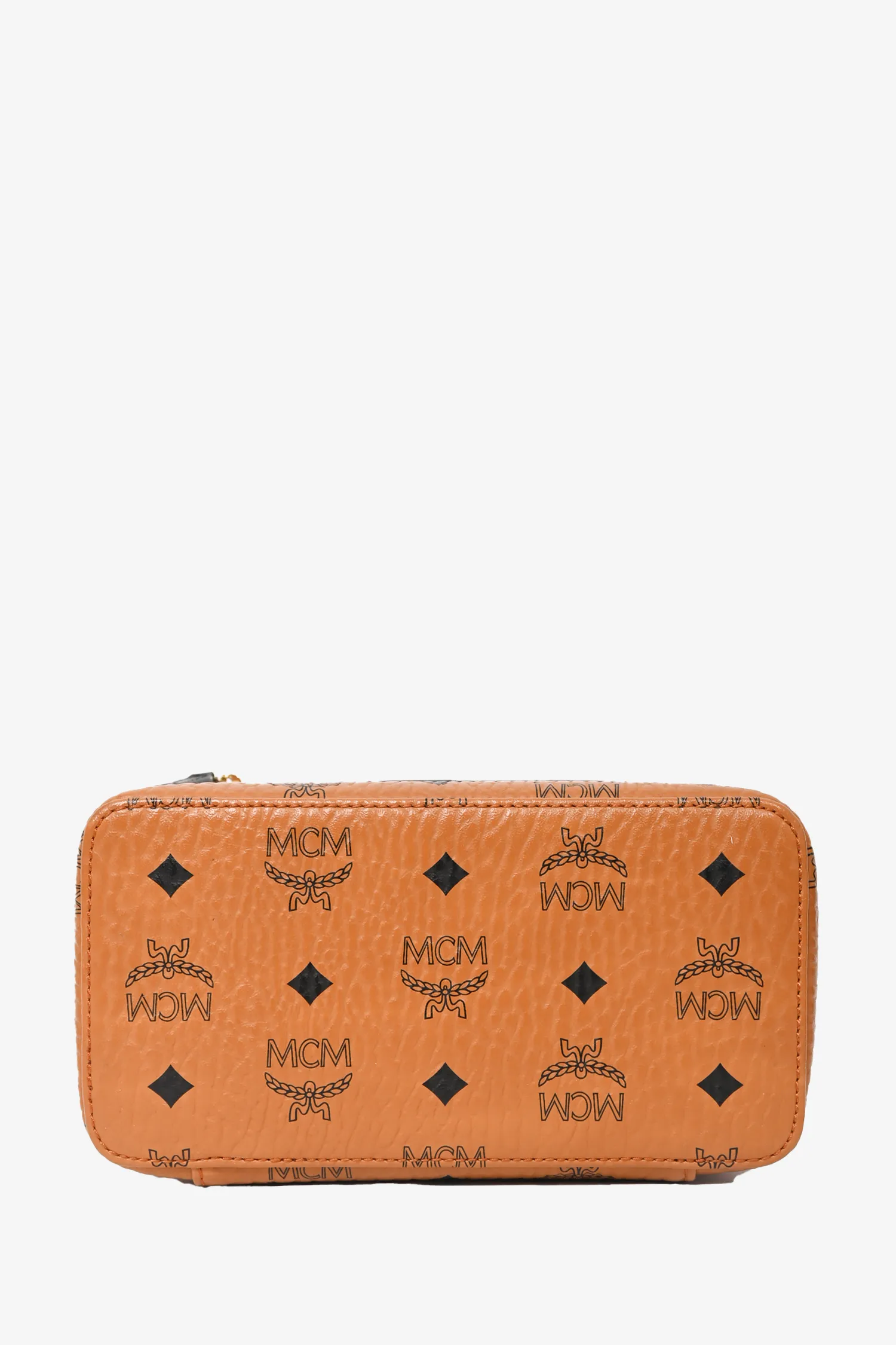 MCM Brown Monogram Leather Rockstar Vanity Case with Strap