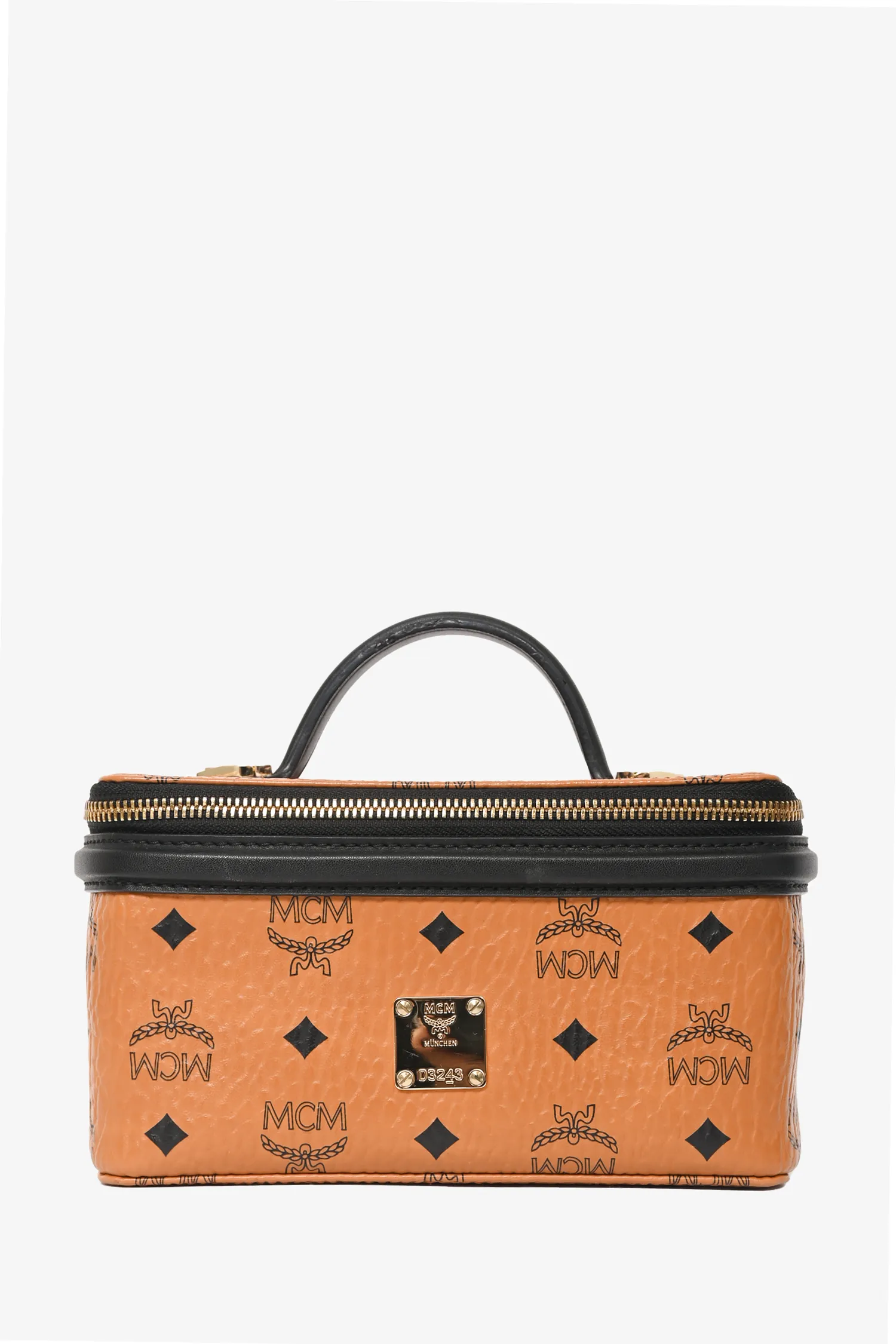 MCM Brown Monogram Leather Rockstar Vanity Case with Strap