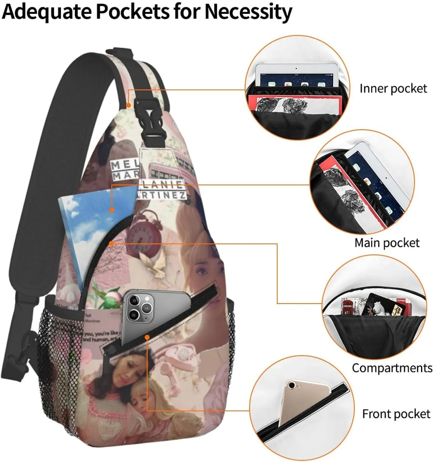 Mela-nie Martinez Crossbody Sling Backpack Sling Bag Multipurpose Travel Hiking Chest Bag Daypack One Size