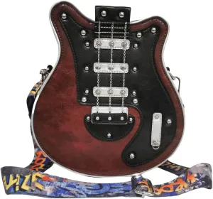 Men and Women Guitar Shaped Crossbody Shoulder Bag PU Leather Unique Novelty Guitar Purse