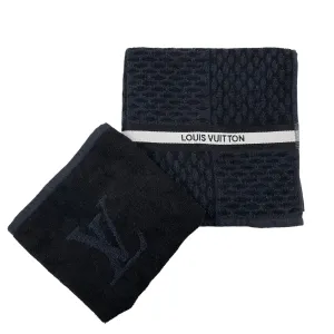 Men's Set Damier Graphite Drawstring Bag & 2 Towel Black