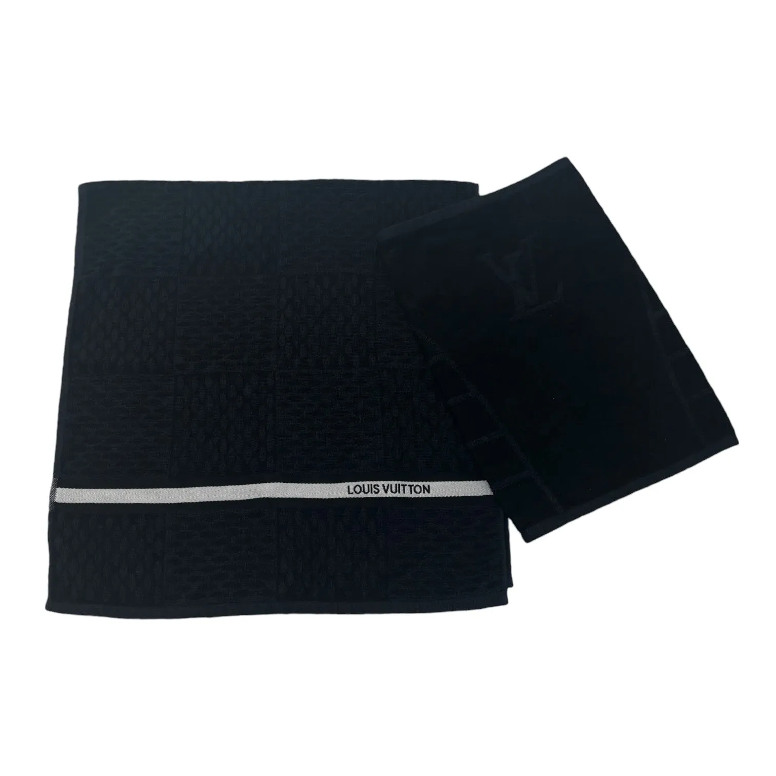 Men's Set Damier Graphite Drawstring Bag & 2 Towel Black