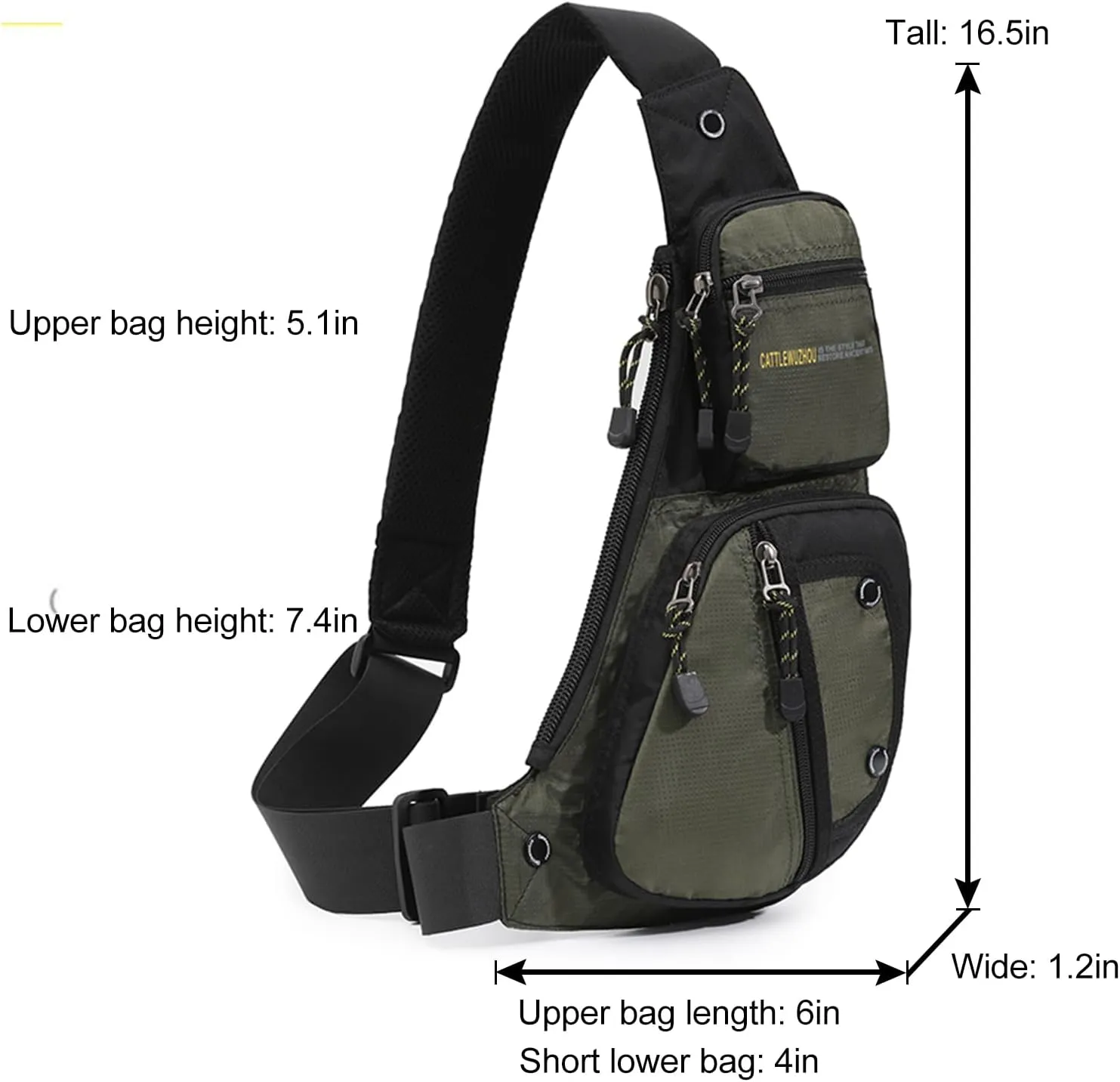 Mens Sling Bags Crossbody,Shoulder Bag for Men,Men Crossbody Bags for Hiking Traveling Outdoors Green
