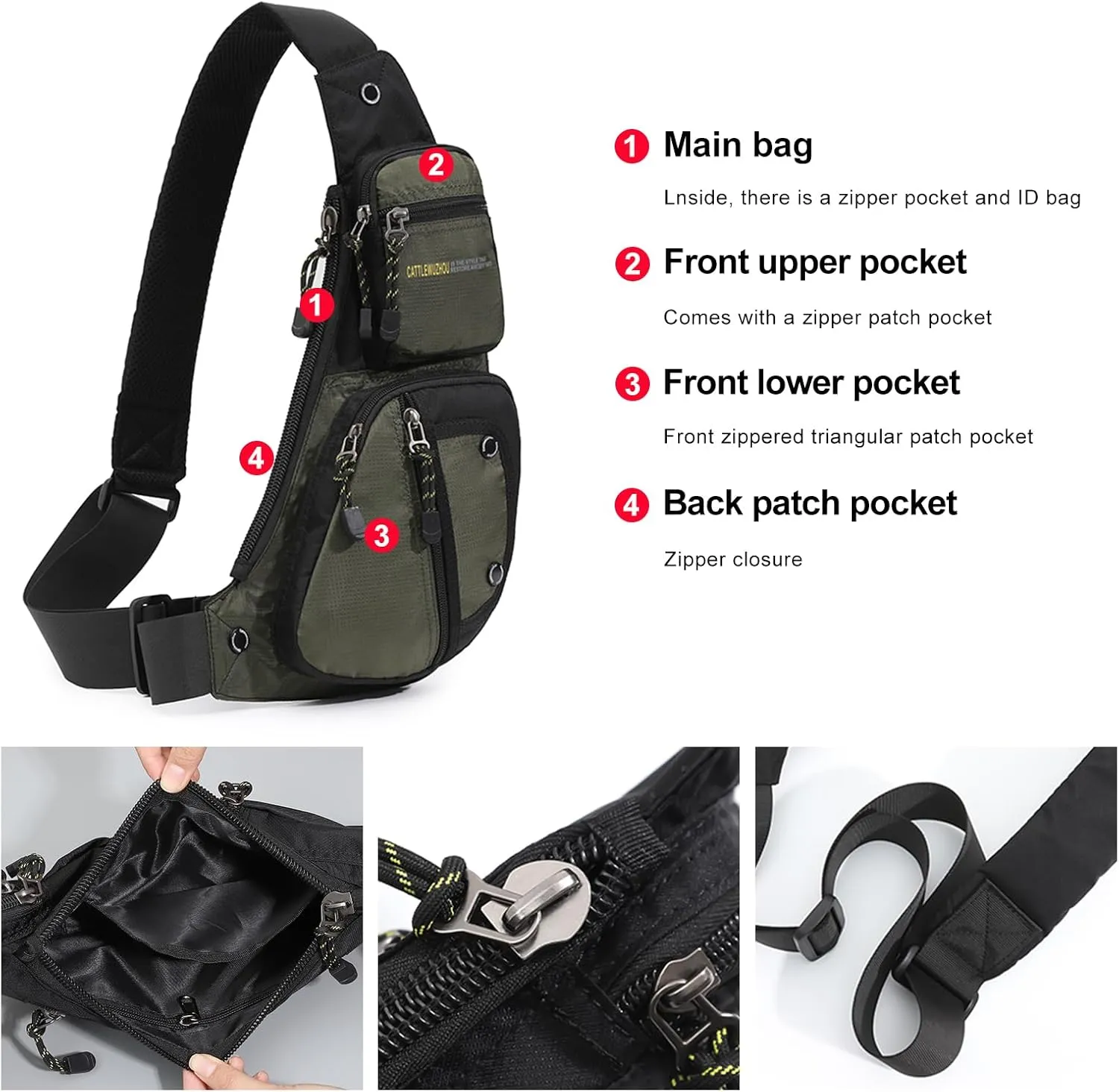 Mens Sling Bags Crossbody,Shoulder Bag for Men,Men Crossbody Bags for Hiking Traveling Outdoors Green
