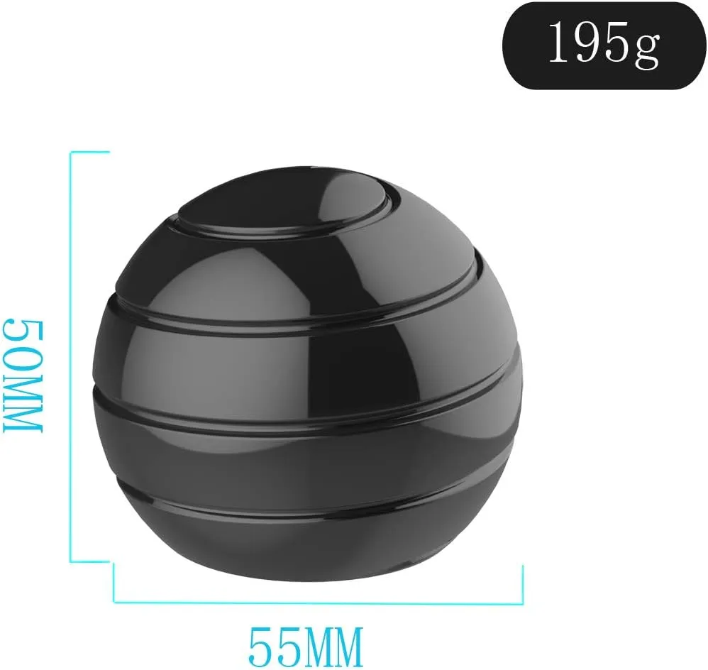 Metal Kinetic Desk Toy, 2.17'' Stress Relief Anti Anxiety Desk Fidget Toys for Adults for Office, Optical Illusion Fidget Spinner (55MM, Black)