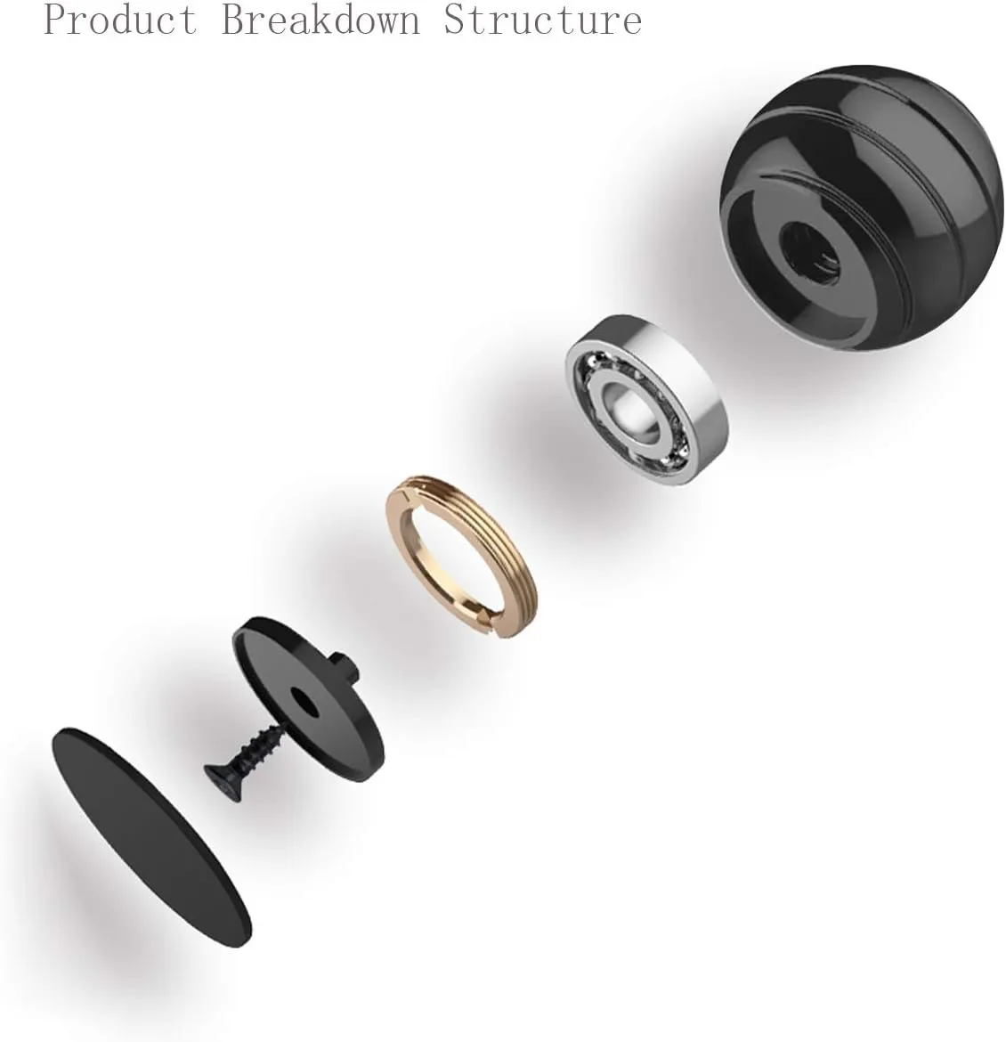 Metal Kinetic Desk Toy, 2.17'' Stress Relief Anti Anxiety Desk Fidget Toys for Adults for Office, Optical Illusion Fidget Spinner (55MM, Black)