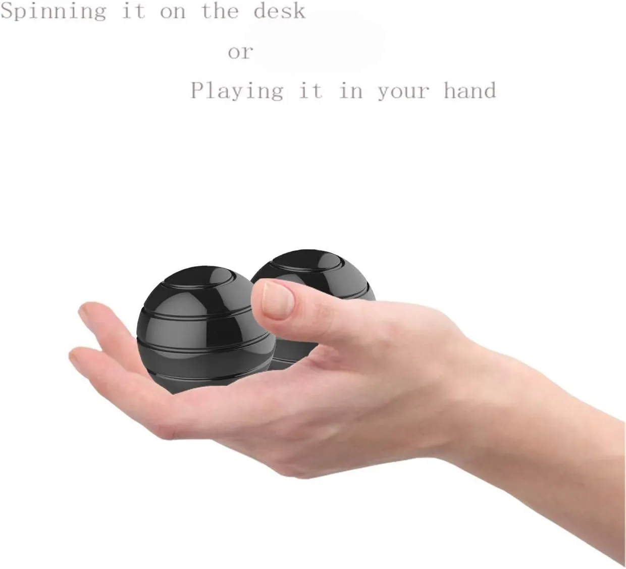 Metal Kinetic Desk Toy, 2.17'' Stress Relief Anti Anxiety Desk Fidget Toys for Adults for Office, Optical Illusion Fidget Spinner (55MM, Black)