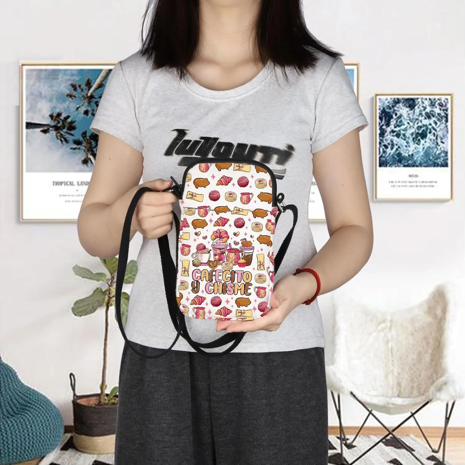 Mexican Pan Dulce Coffee Cups Crossbody Bag Mexican Dessert Tote Mexico Gift Mexican Drink Crossbody Bag Mexican Women Gift