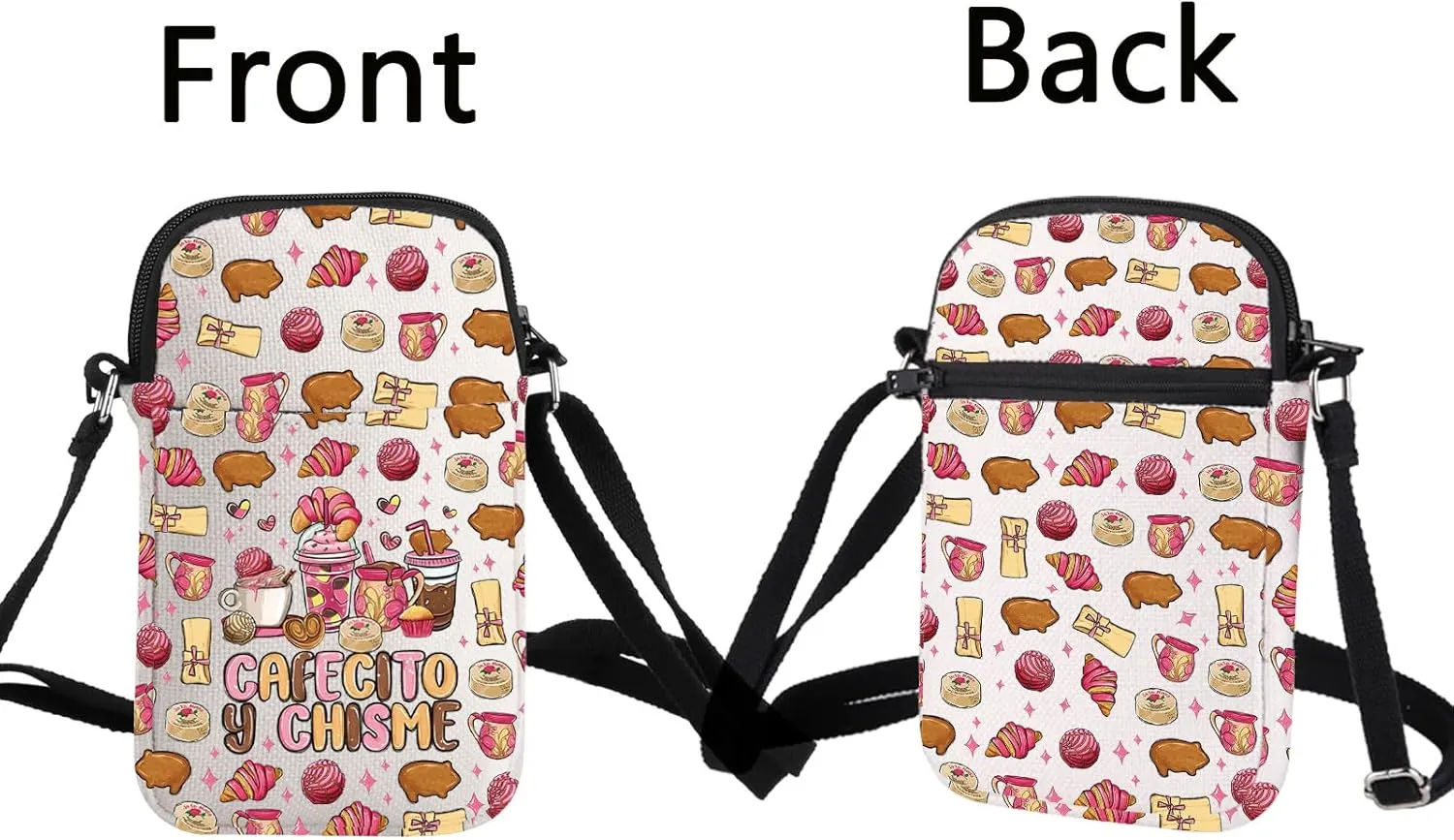 Mexican Pan Dulce Coffee Cups Crossbody Bag Mexican Dessert Tote Mexico Gift Mexican Drink Crossbody Bag Mexican Women Gift