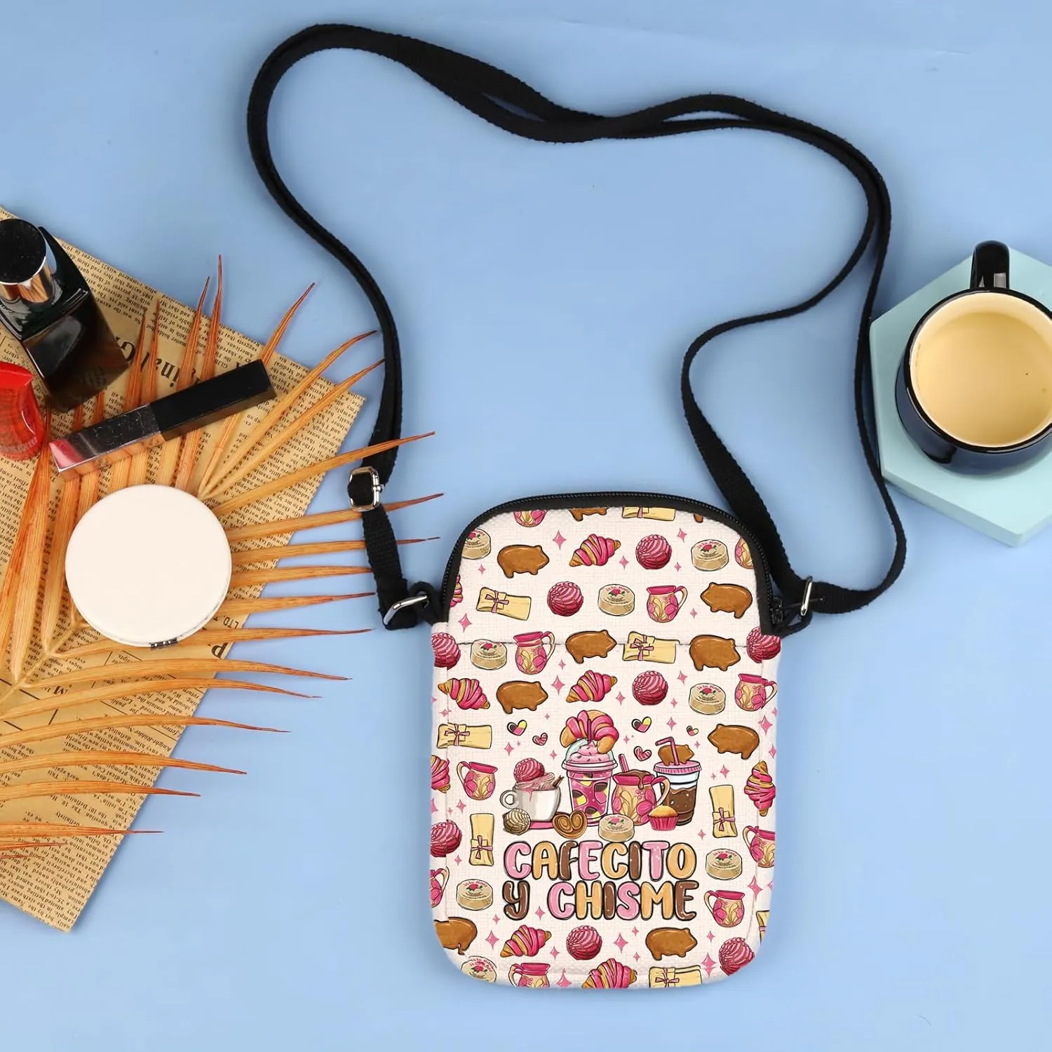 Mexican Pan Dulce Coffee Cups Crossbody Bag Mexican Dessert Tote Mexico Gift Mexican Drink Crossbody Bag Mexican Women Gift