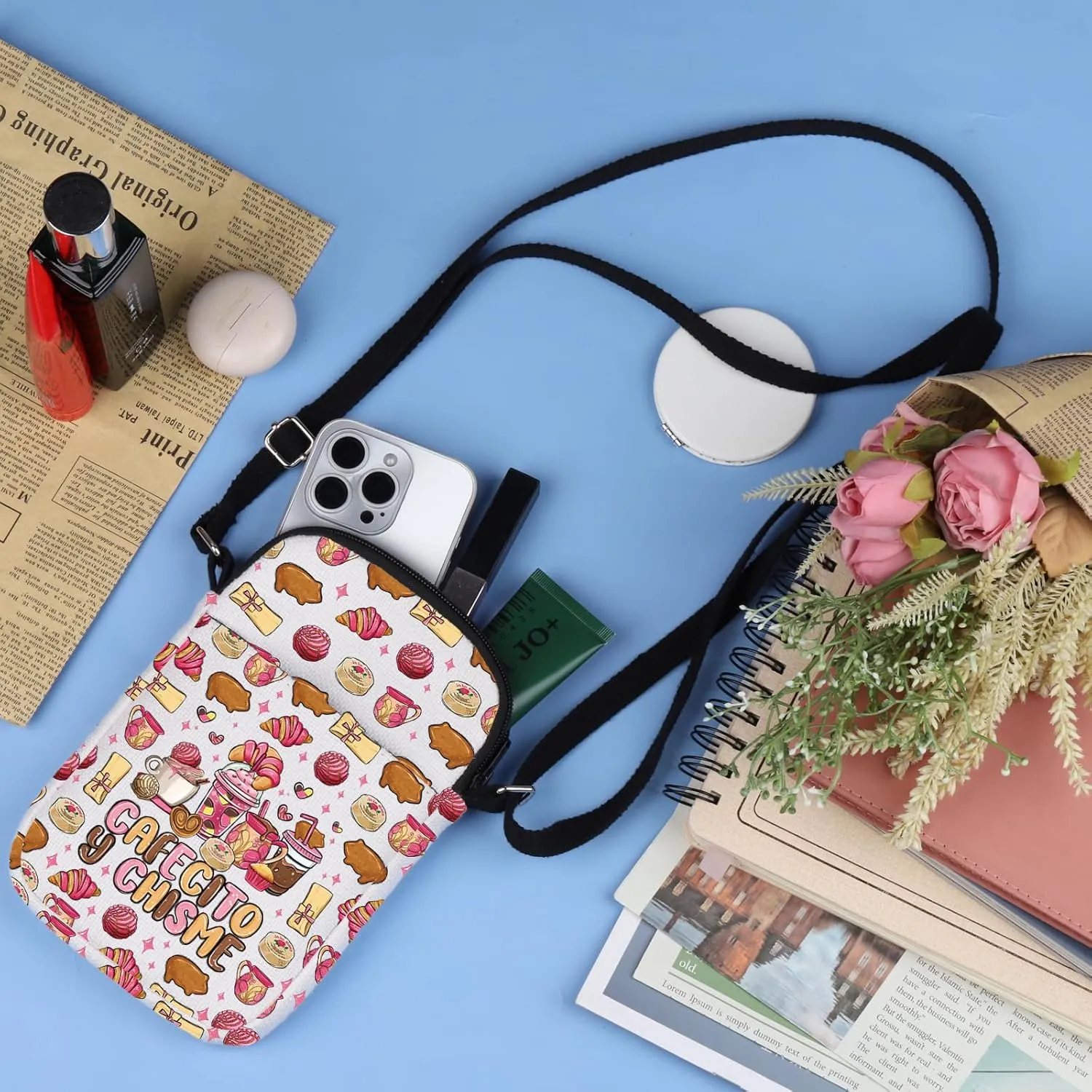 Mexican Pan Dulce Coffee Cups Crossbody Bag Mexican Dessert Tote Mexico Gift Mexican Drink Crossbody Bag Mexican Women Gift