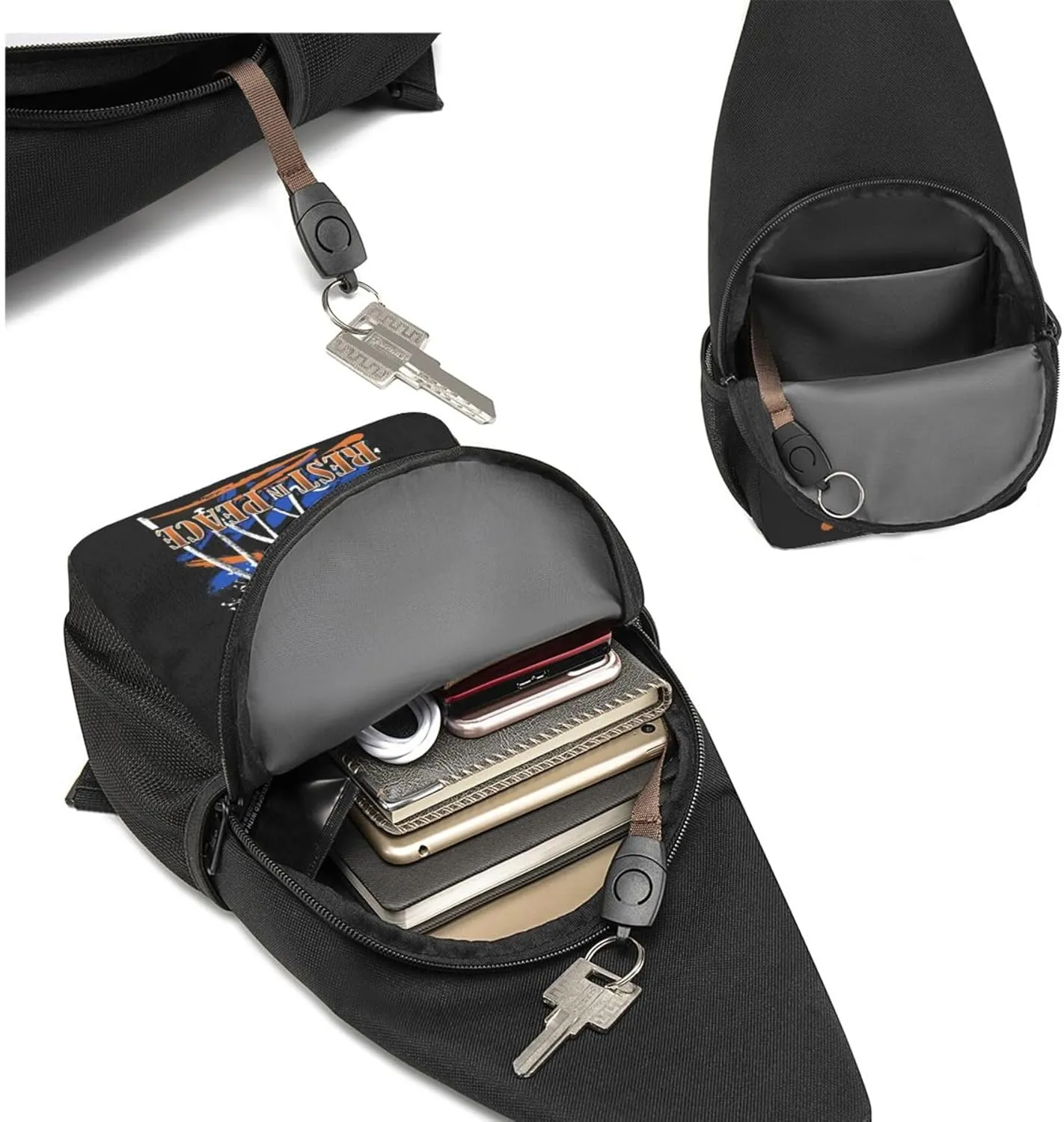 MF Hip Hop Music Rapper Sling Bag Chest Shoulder Backpack Crossbody Bags for Men Women Hiking Daypack Multipurpose Cross Body Chest Bag, Mf Doom-11