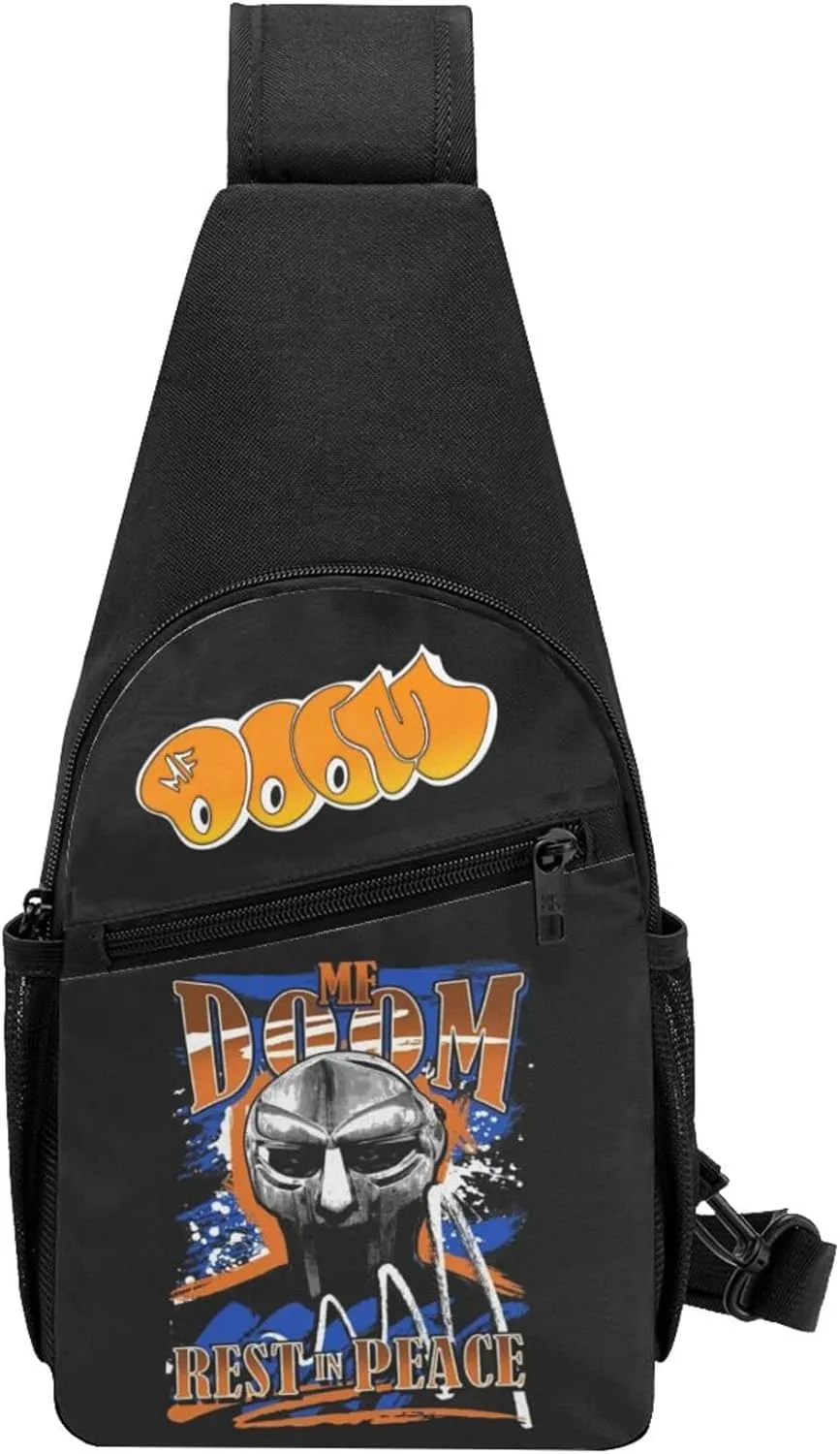 MF Hip Hop Music Rapper Sling Bag Chest Shoulder Backpack Crossbody Bags for Men Women Hiking Daypack Multipurpose Cross Body Chest Bag, Mf Doom-11