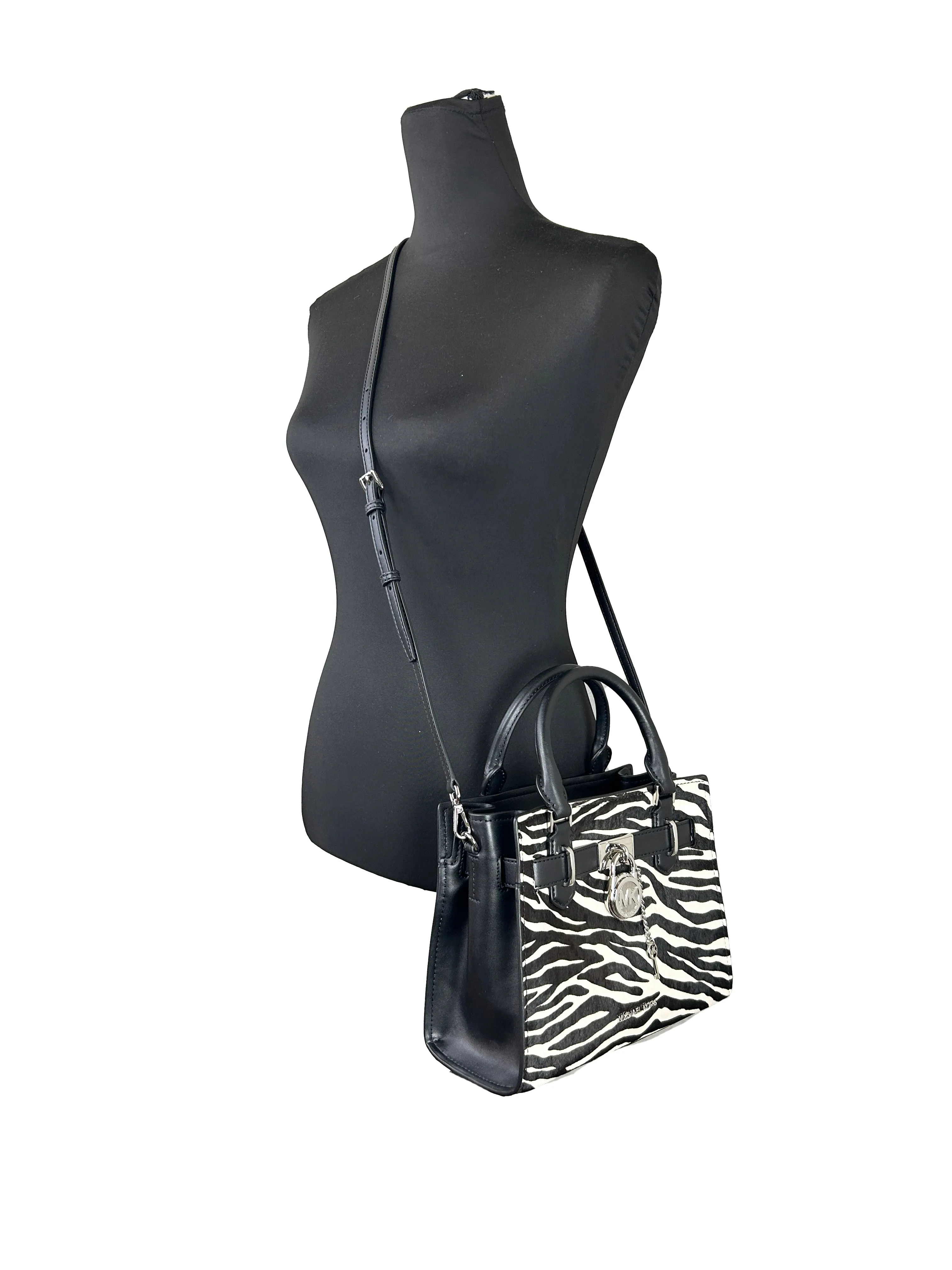 Michael Kors Hamilton Zebra Print Satchel Crossbody