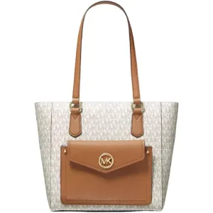 Michael Kors Joey Medium Pocket Tote Vanilla Acorn Gold