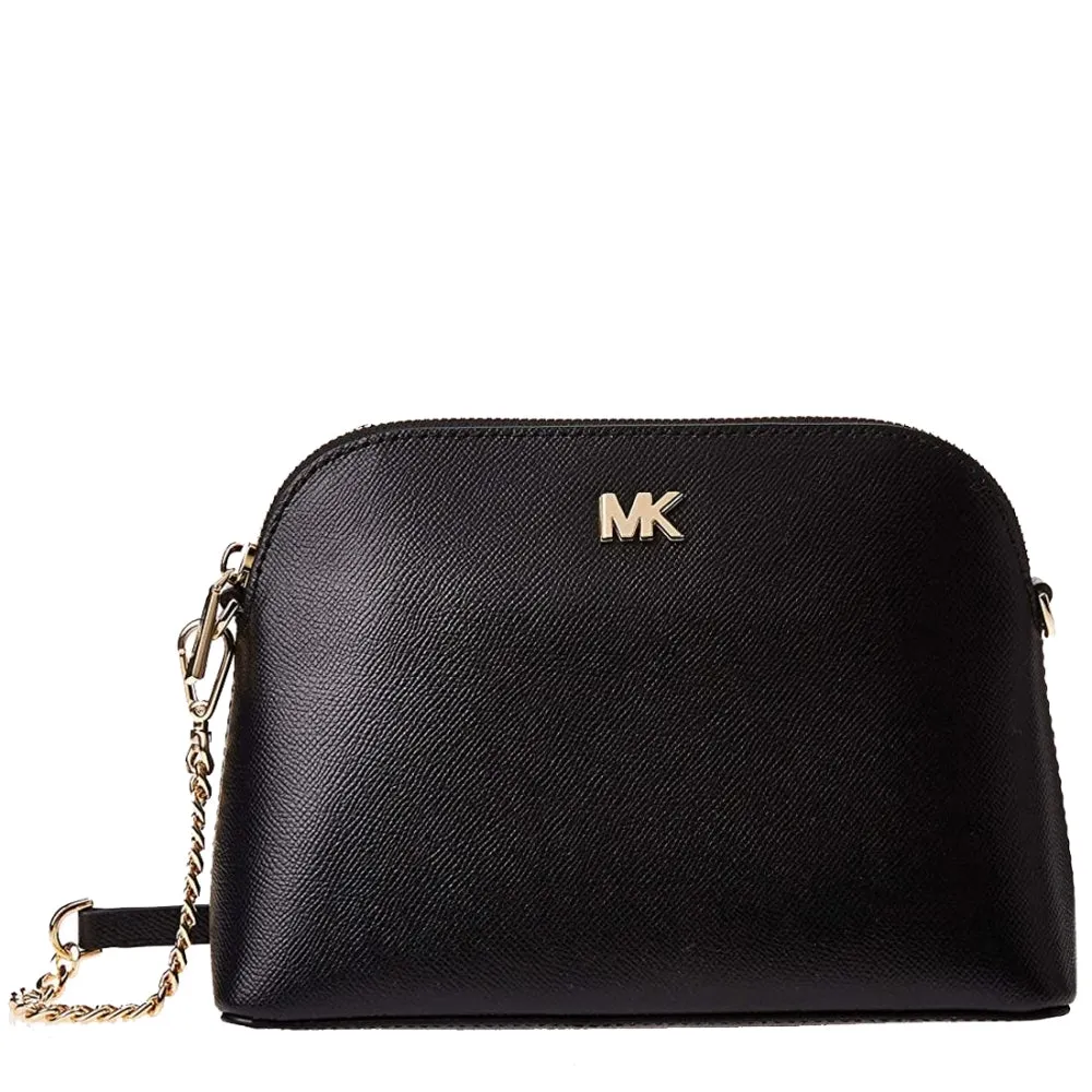 Michael Kors Large Crossgrain Leather Dome Crossbody Bag in Black