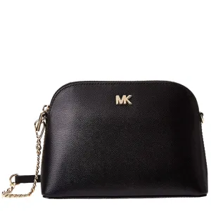Michael Kors Large Crossgrain Leather Dome Crossbody Bag in Black