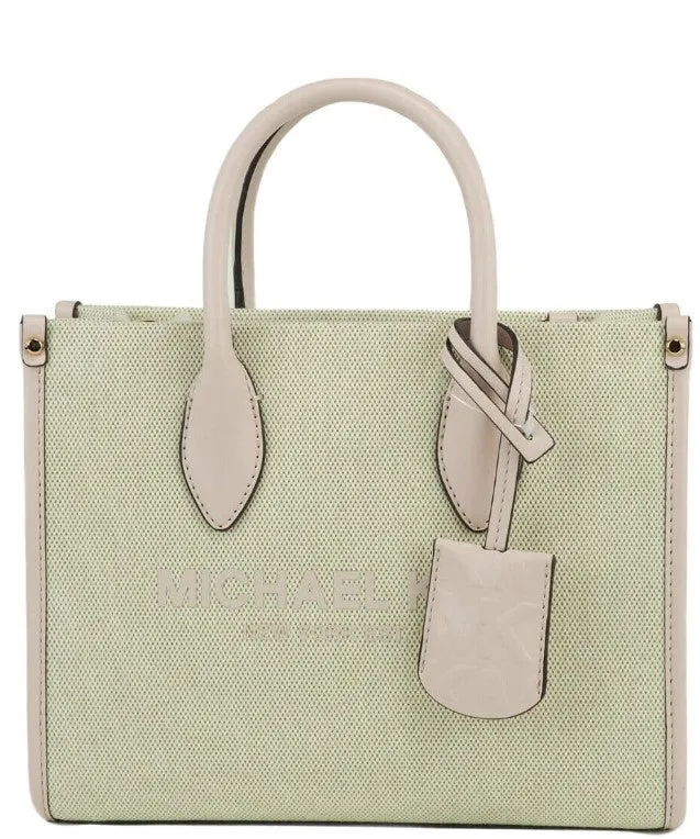 Michael Kors Mirella Small Powder Blush Canvas Shopper Crossbody Handbag Women's Purse