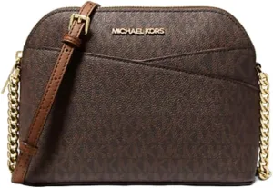 Michael Michael Kors Jet Set Travel Medium Dome Crossbody Leather Handbag Brown