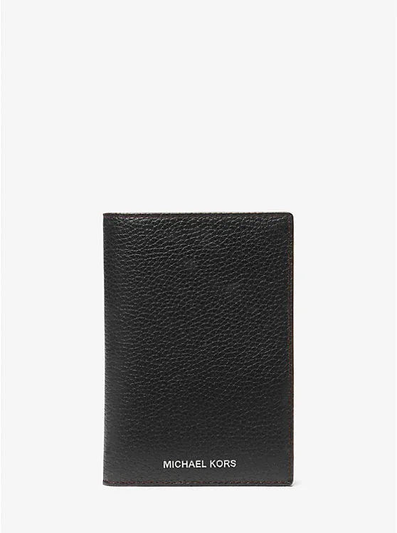 Micheal Kors Pebbled Leather Passport Wallet Black