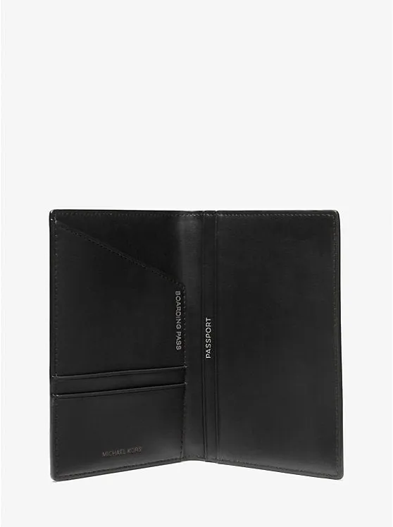 Micheal Kors Pebbled Leather Passport Wallet Black