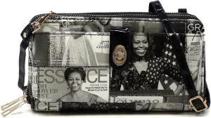 Michelle Obama Magazine Cover Collage Cell Phone Purse Wallet Smartphone Crossbody Wallet Travel Multifunction Phone Case