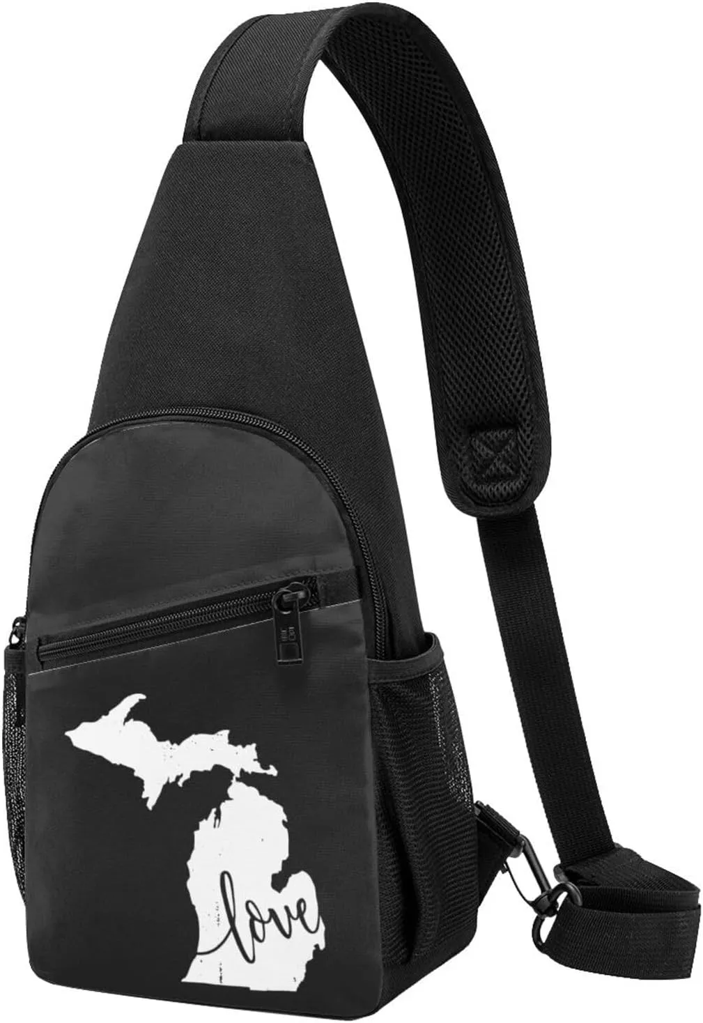 Michigan Love State Chest Bag Adjustable Leisure Travel Crossbody Shoulder Bag Unisex