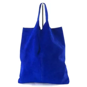 Middle Cut Suede Tote Bag - Blue