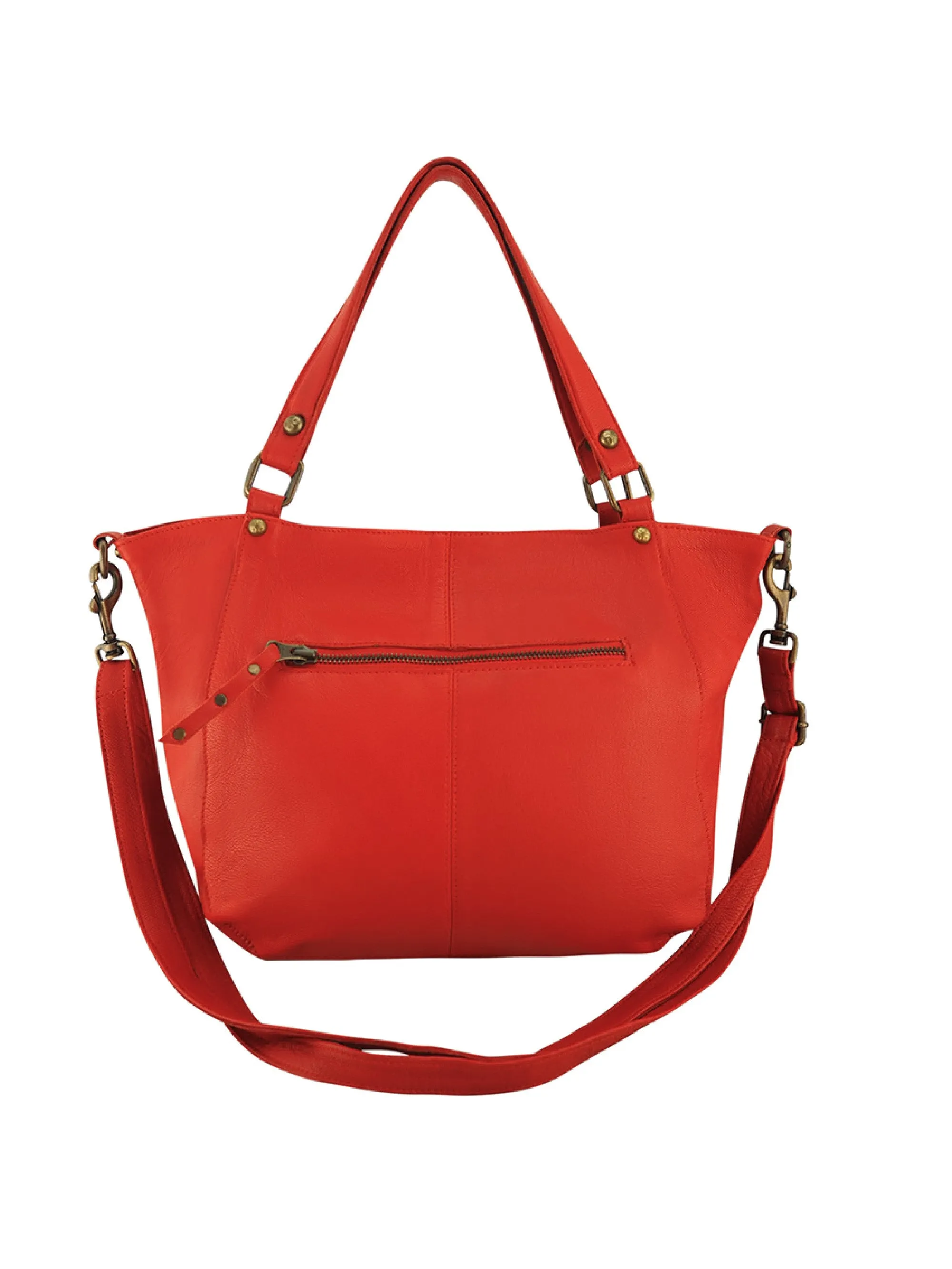 Mila Stitch & Stud Leather Tote | Red