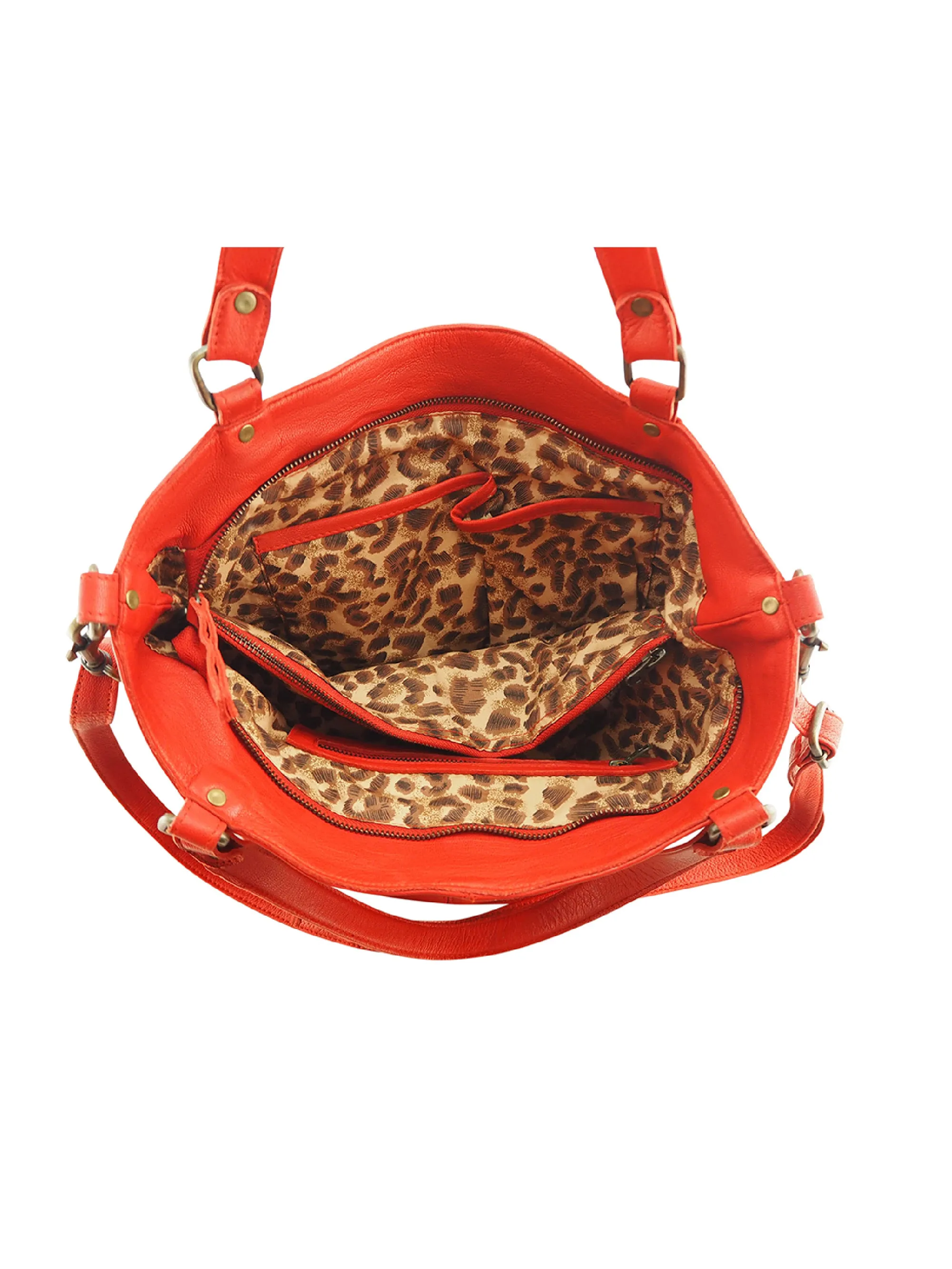 Mila Stitch & Stud Leather Tote | Red