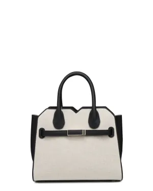 Mini Milano Canvas Bag in Natural and Black