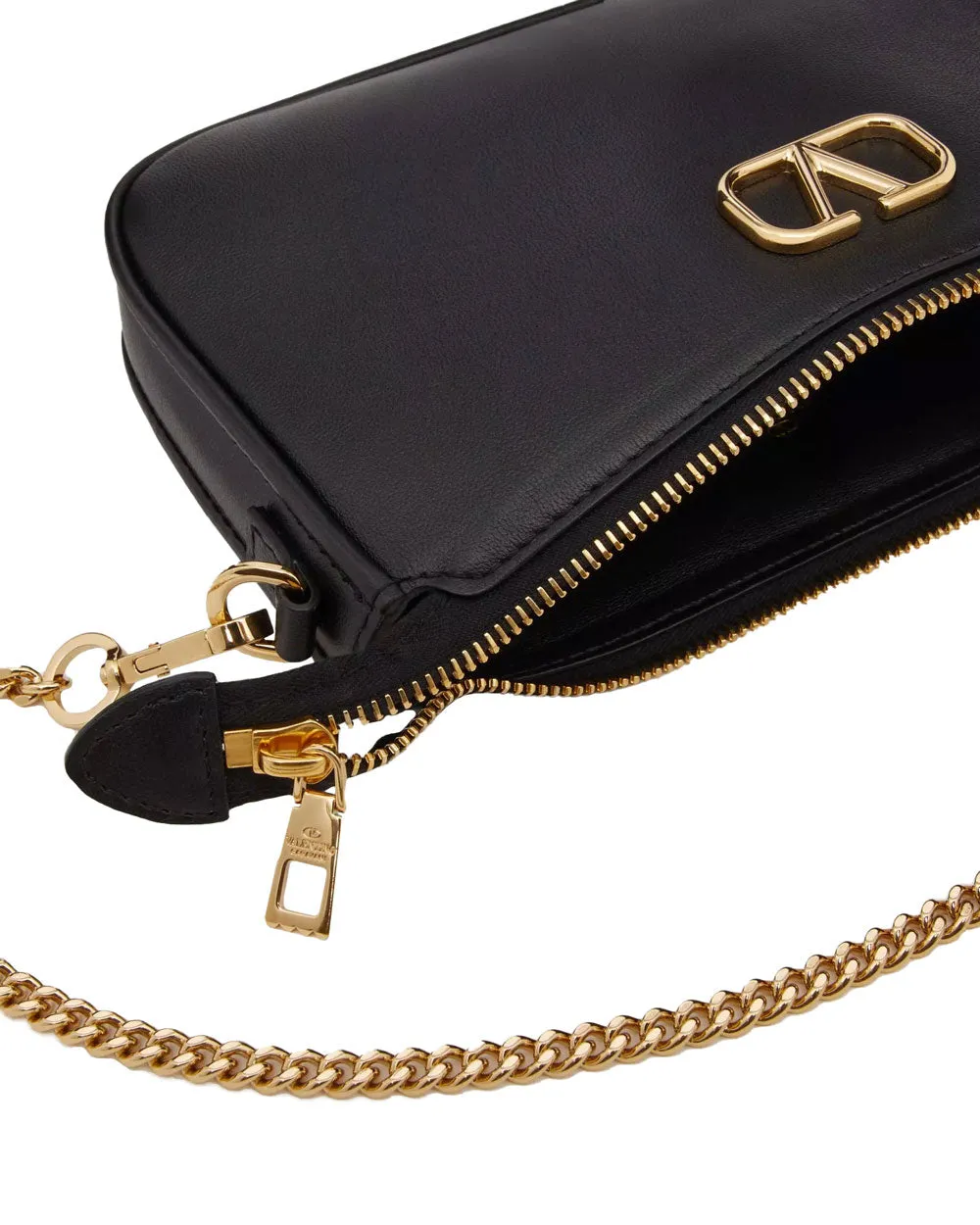 Mini VLogo Signature Calfskin Crossbody Bag in Nero