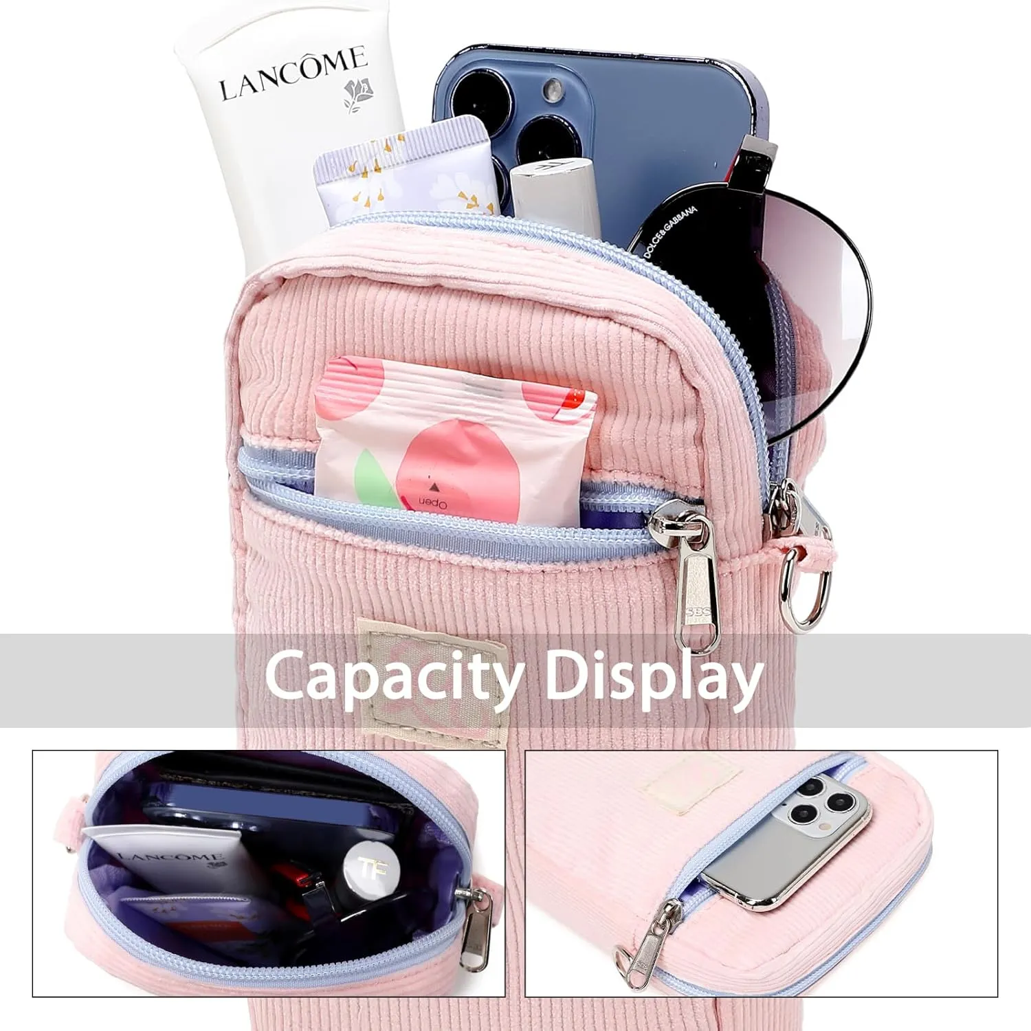 MIRLEWAIY Mini Shoulder Bag Mesh Crossbody Multifunction Phone Wallet Case Pouch Waist Bag with Adjustable Strap