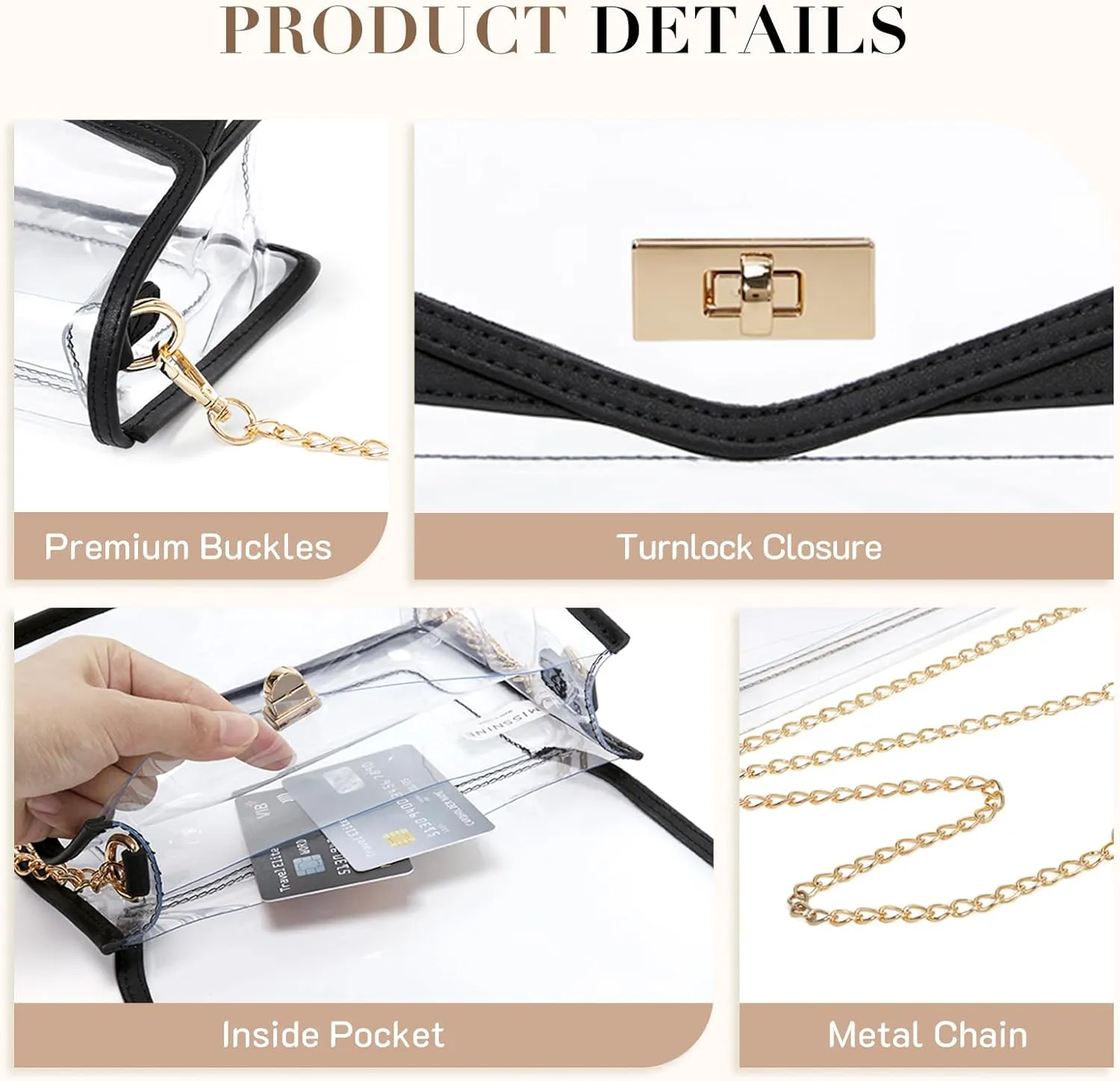 Missnine Clear Bag for Stadium Events Clear Crossbody Purse Stadium Approved Women Transparent Shoulder Bag for Concerts