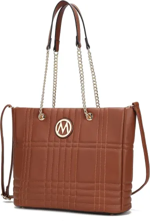 MKF Collection Tote Bag for Women, Vegan Leather Top-Handle Shoulder bag Crossbody Handbag Purse