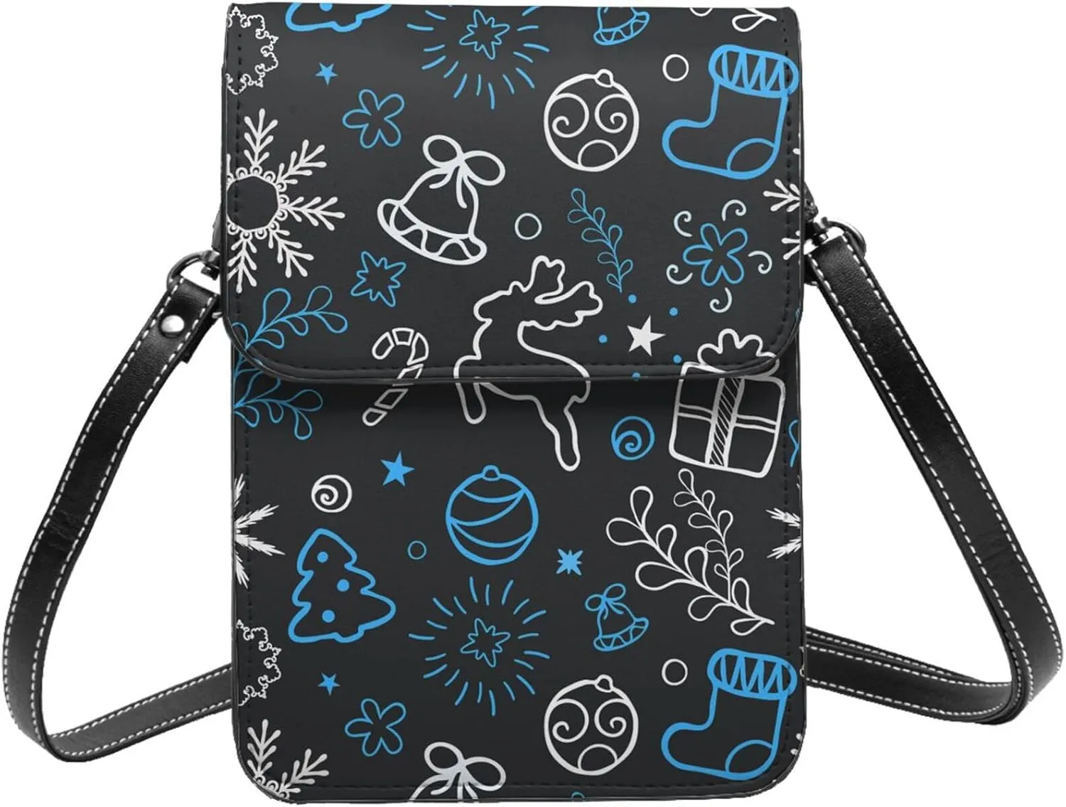 Mmm Fight Womens Crossbody Bags Christmas Pattern Phone Bag Wallet Purses Adjustable Strap