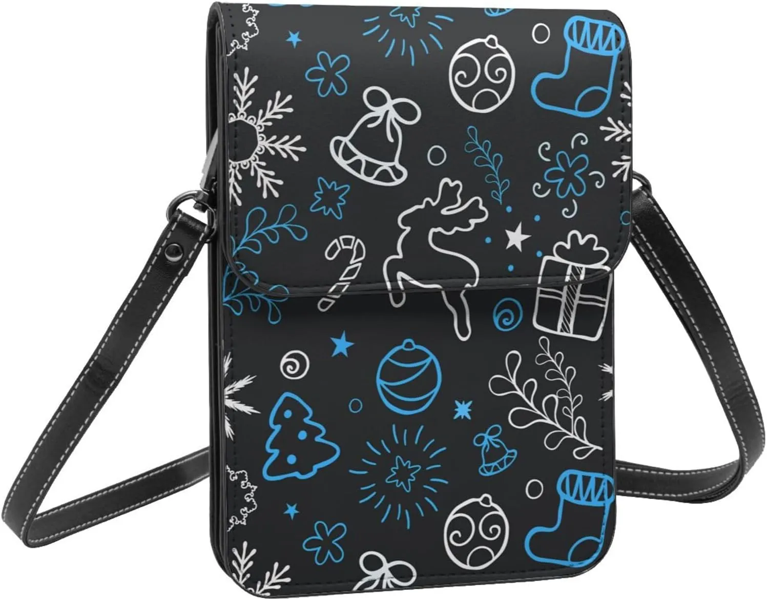Mmm Fight Womens Crossbody Bags Christmas Pattern Phone Bag Wallet Purses Adjustable Strap