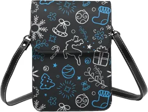 Mmm Fight Womens Crossbody Bags Christmas Pattern Phone Bag Wallet Purses Adjustable Strap