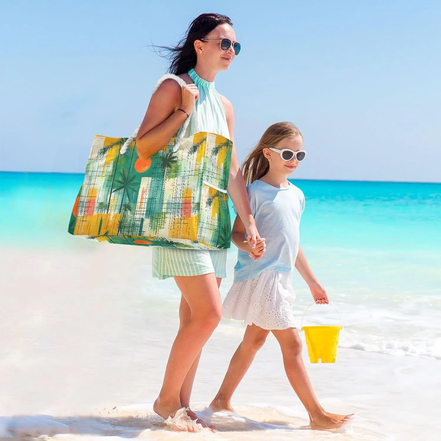 MNSRUU Large Beach Bag for Women, Summer Ocean Tote Travel Gym Swim Bag