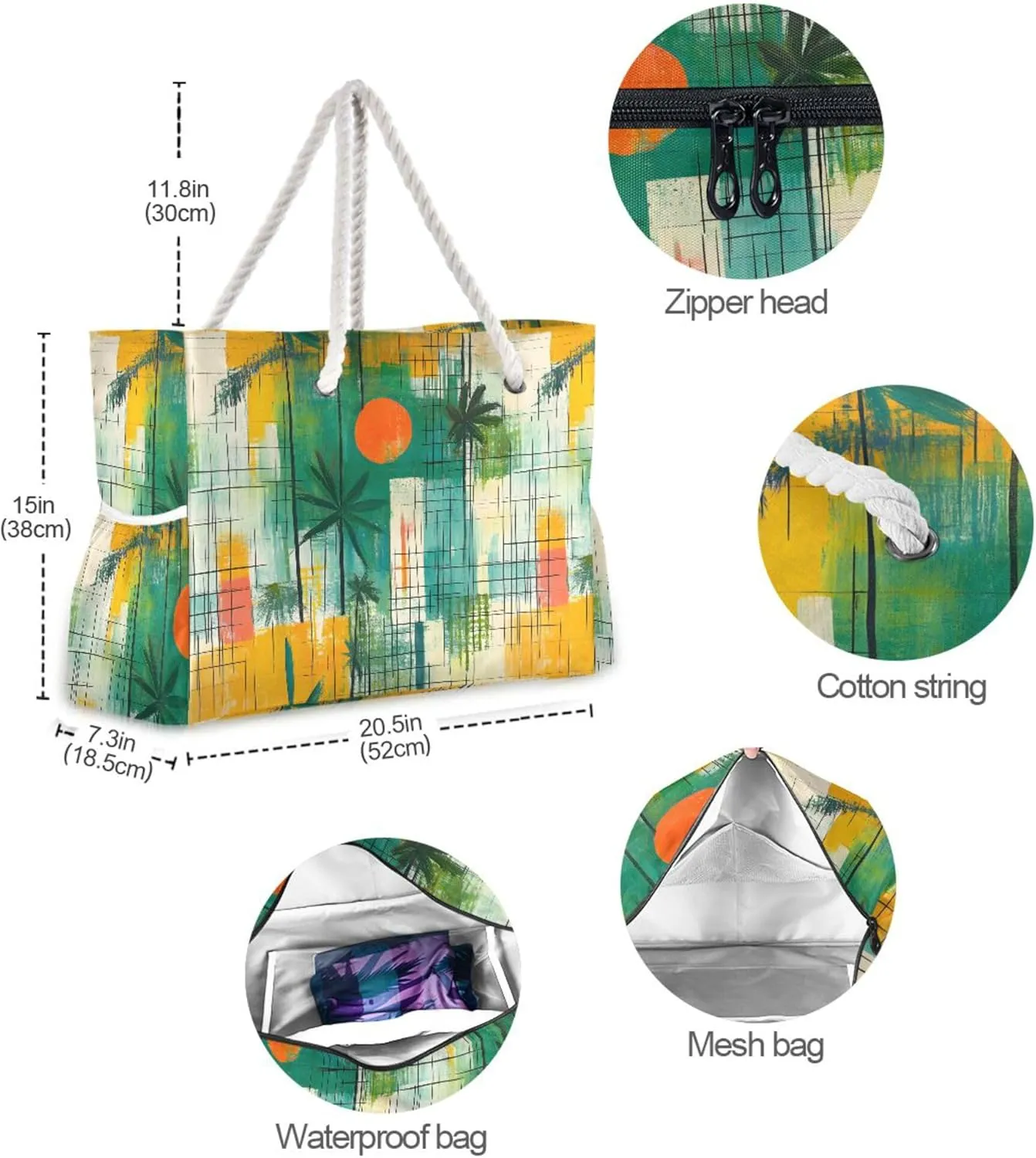 MNSRUU Large Beach Bag for Women, Summer Ocean Tote Travel Gym Swim Bag