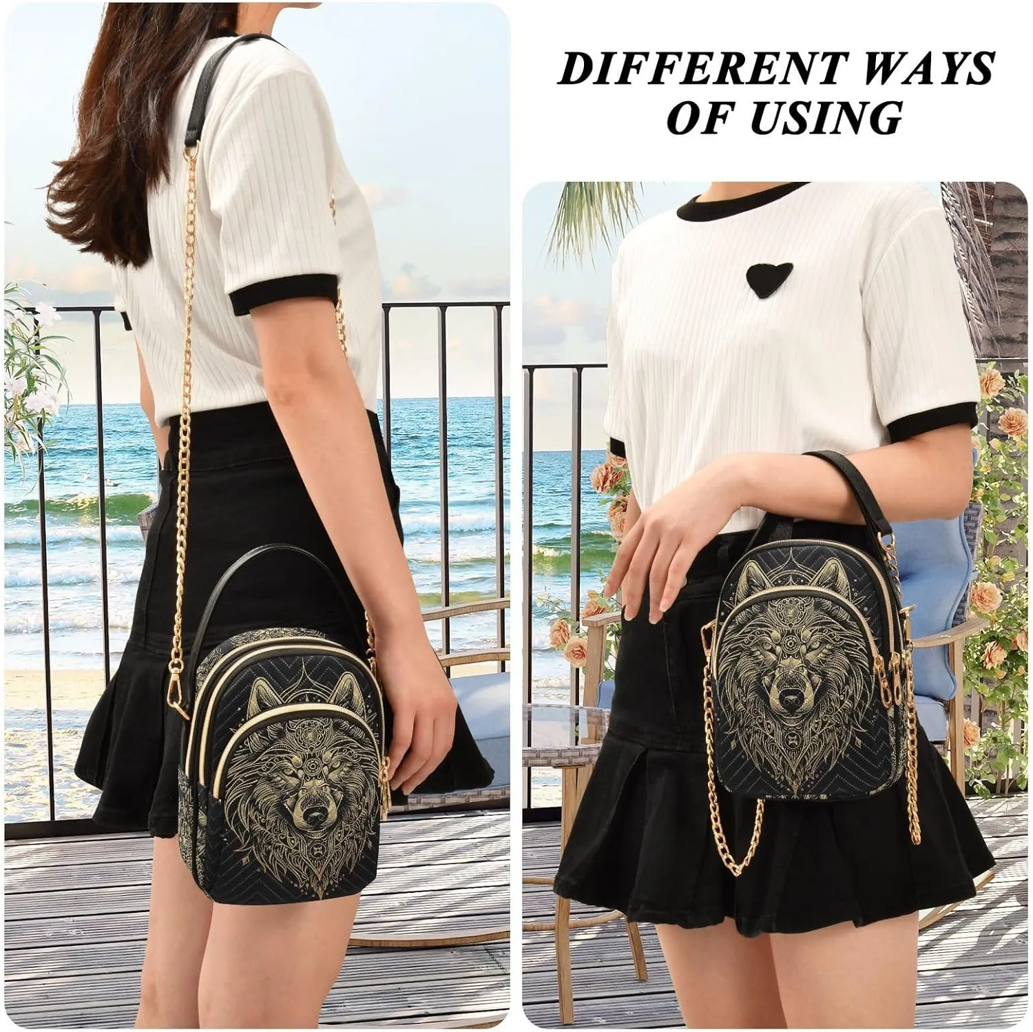 MNSRUU Quilted Crossbody Bags for Women Trendy, Women's Crossbody Handbags Gothic Bats Travel Cell Phone Purses Bags