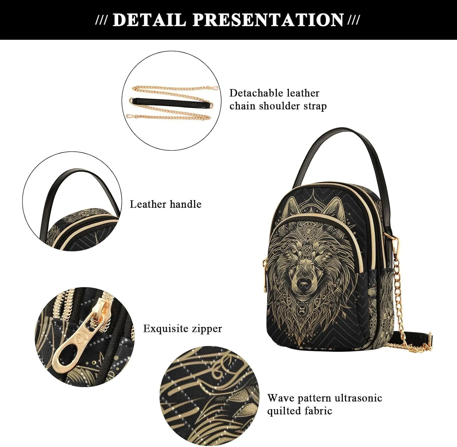 MNSRUU Quilted Crossbody Bags for Women Trendy, Women's Crossbody Handbags Gothic Bats Travel Cell Phone Purses Bags